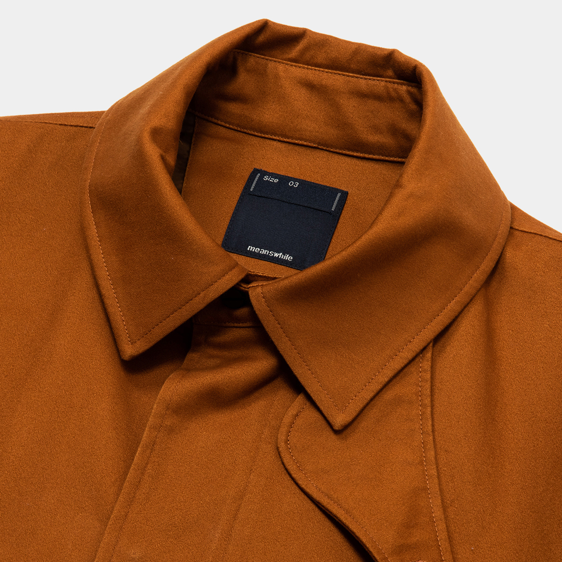 Satin Flannel Over Short Coat / Brown