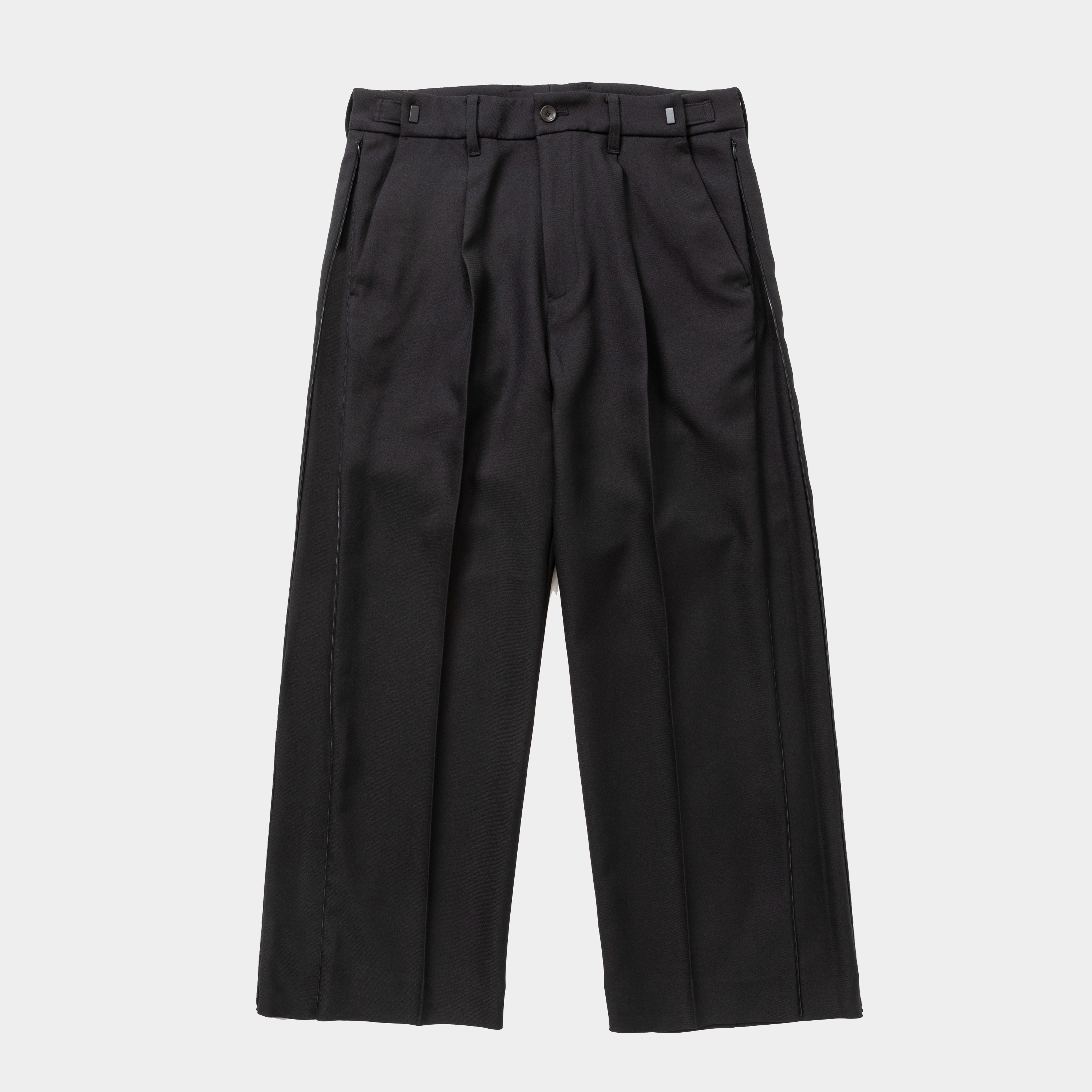 Side Zip Polyester Slacks/Off Black