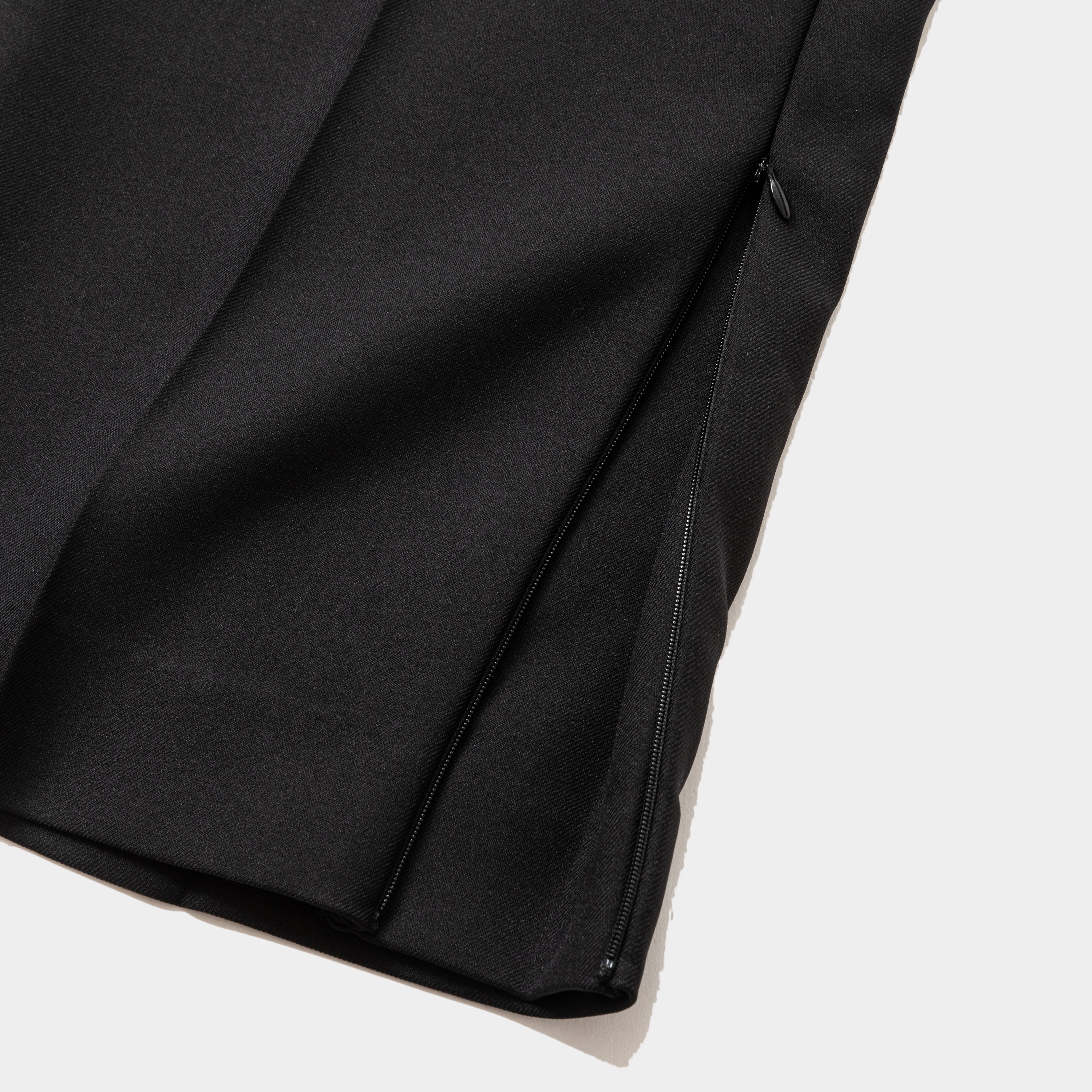 Side Zip Polyester Slacks/Off Black
