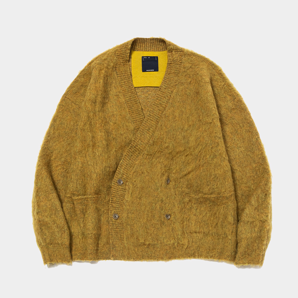 Mohair Double Knit Cardigan/Mustard