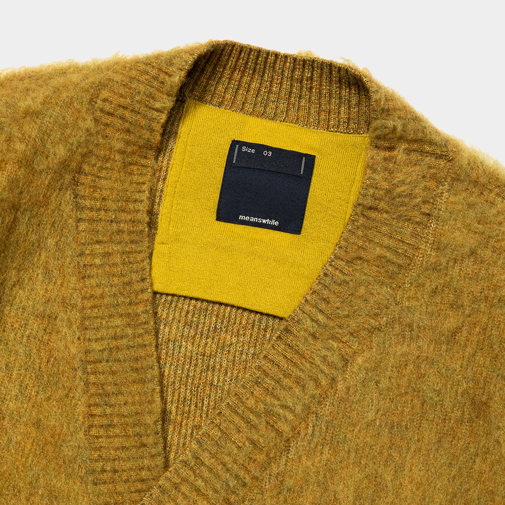 Mohair Double Knit Cardigan/Mustard