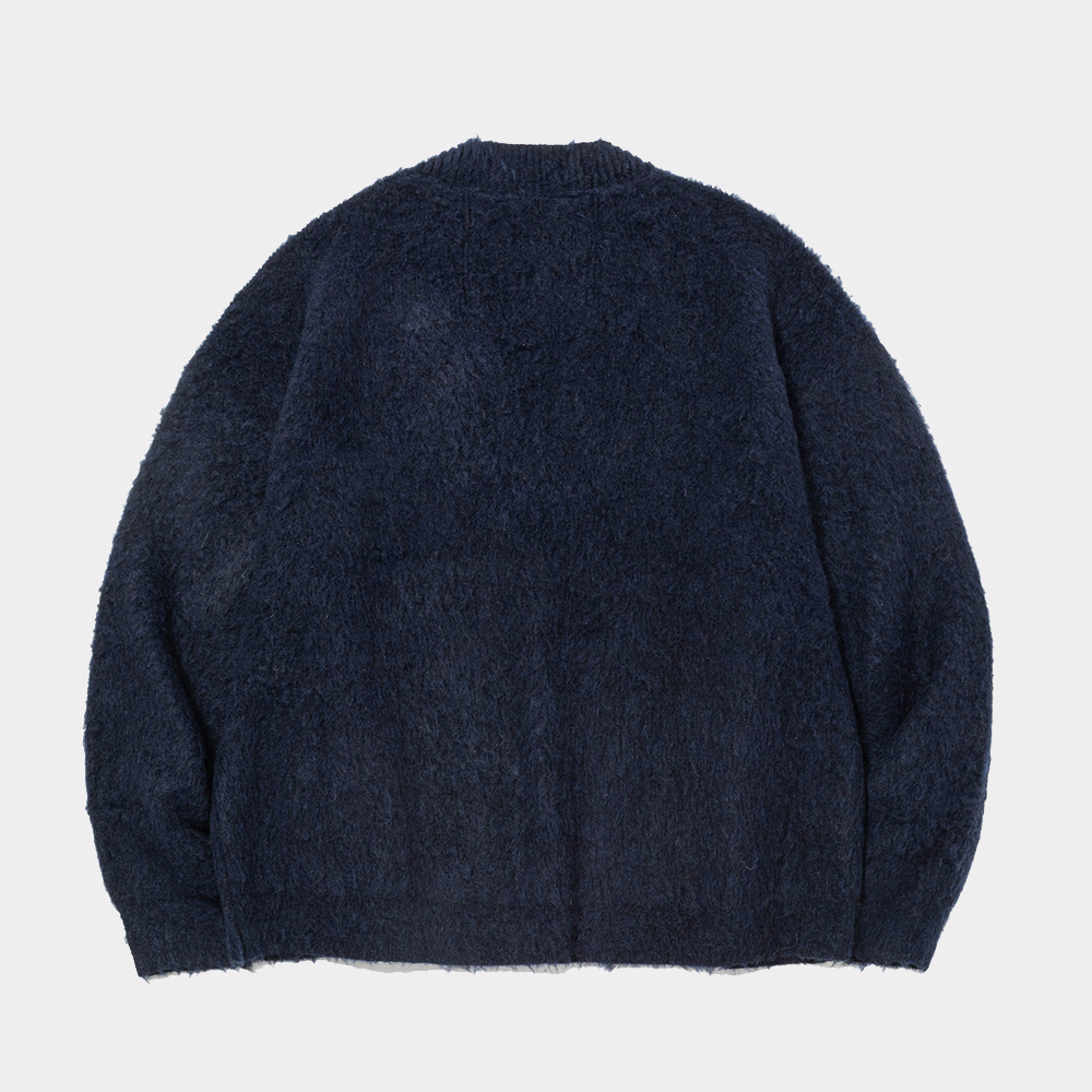 Mohair Double Knit Cardigan/Navy