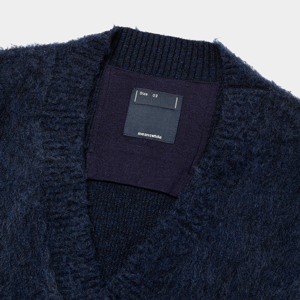 Mohair Double Knit Cardigan/Navy