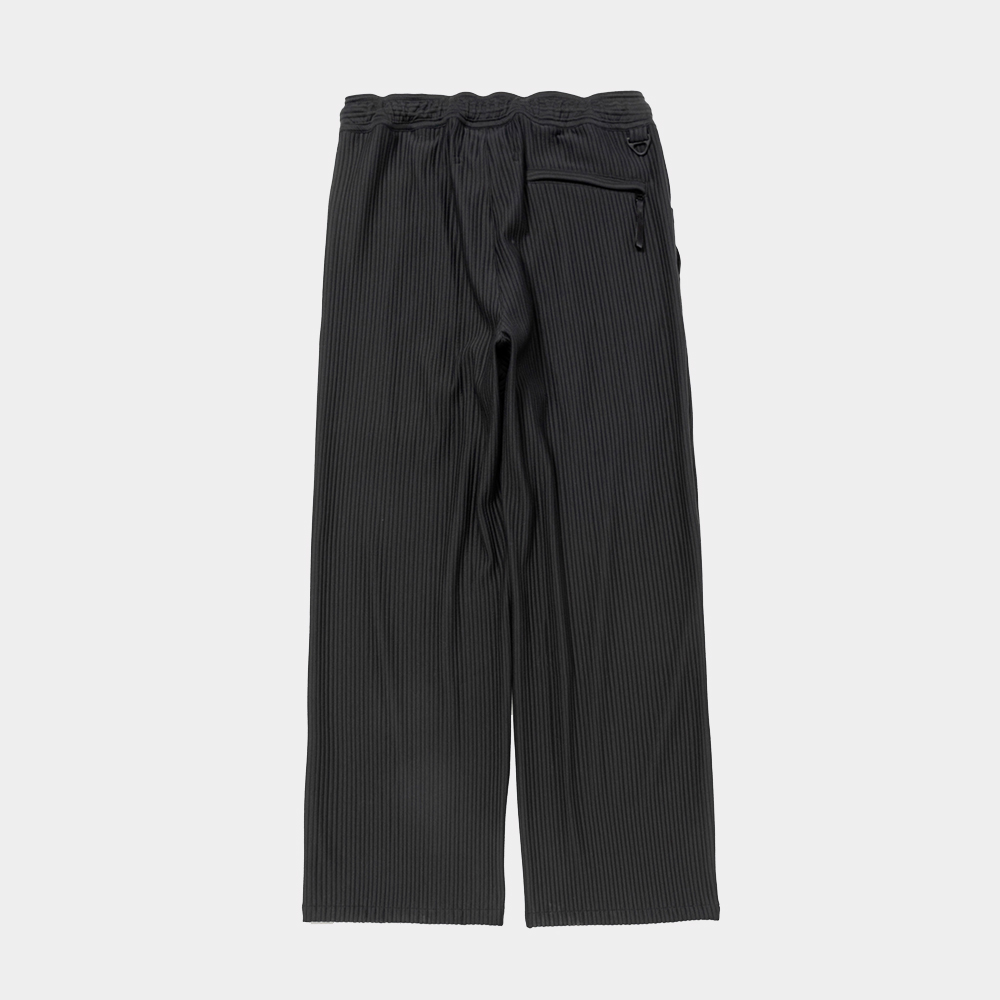 Uneven Fabric Wide Slacks/Off Black