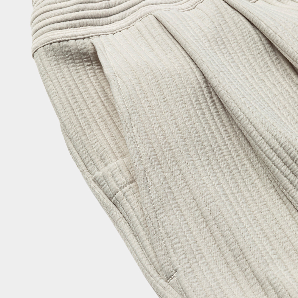 Uneven Fabric Wide Slacks/Off White