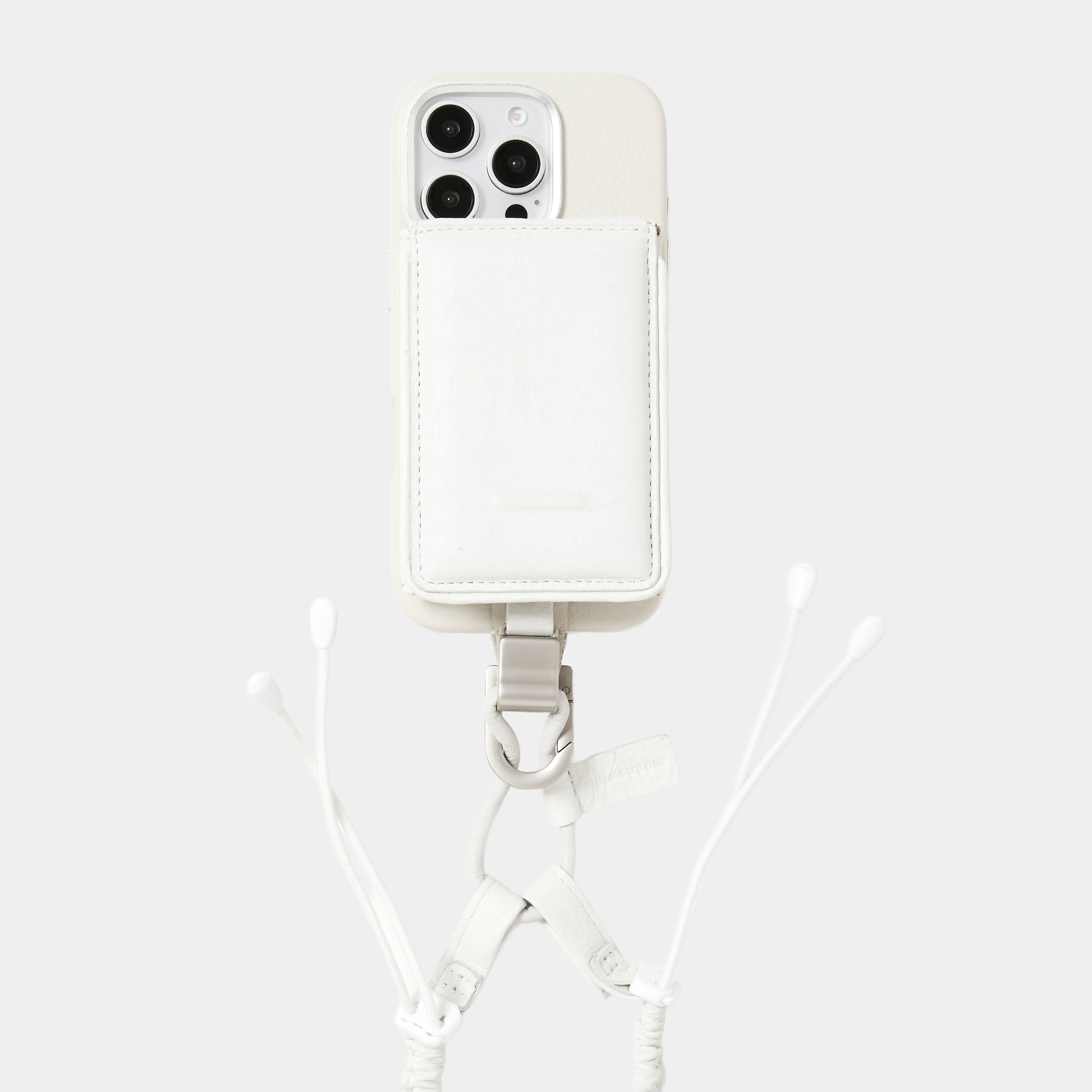 objcts.io × meanswhile Dyneema® Leather iPhone accessory Sholder Wallet/White