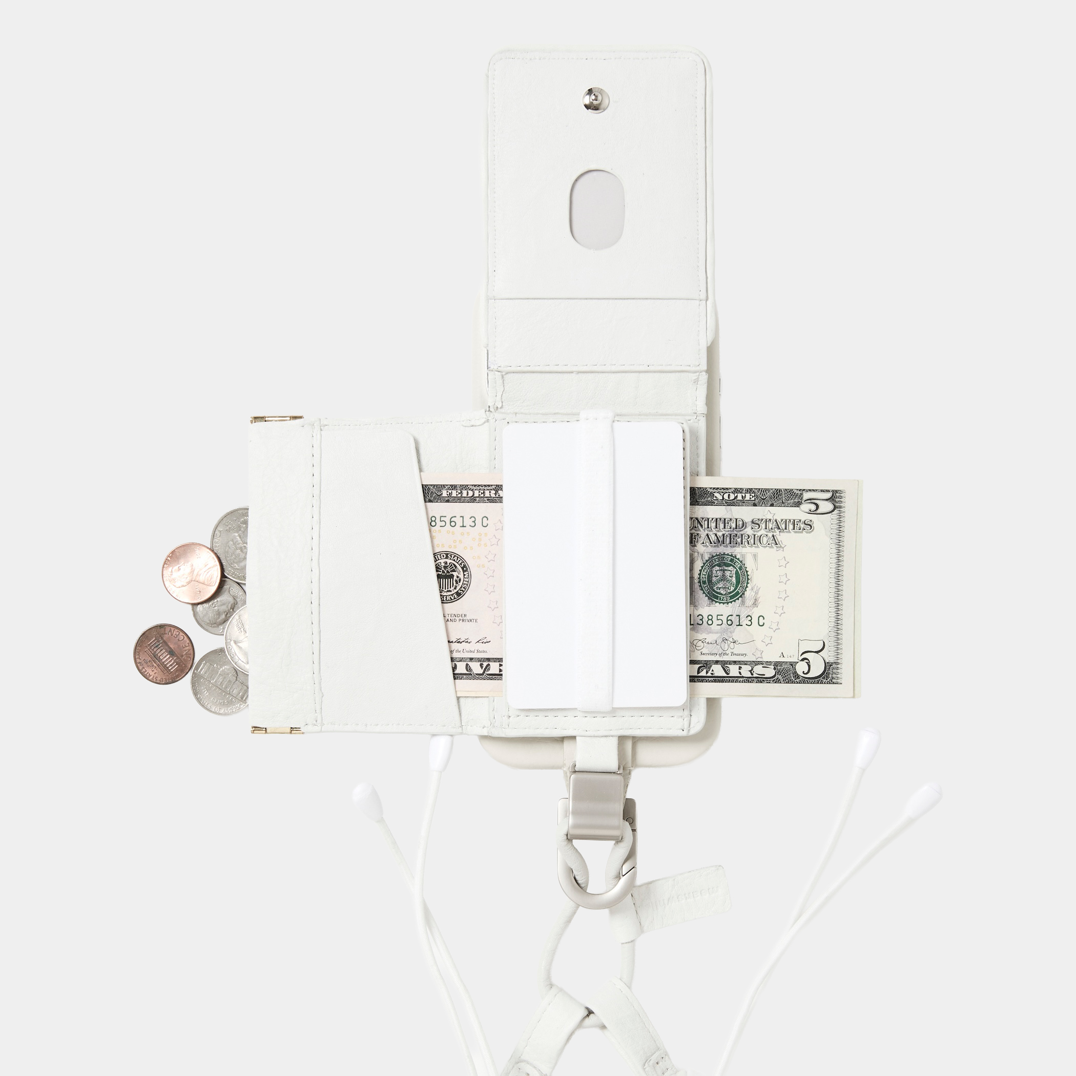 objcts.io × meanswhile Dyneema® Leather iPhone accessory Sholder Wallet/White