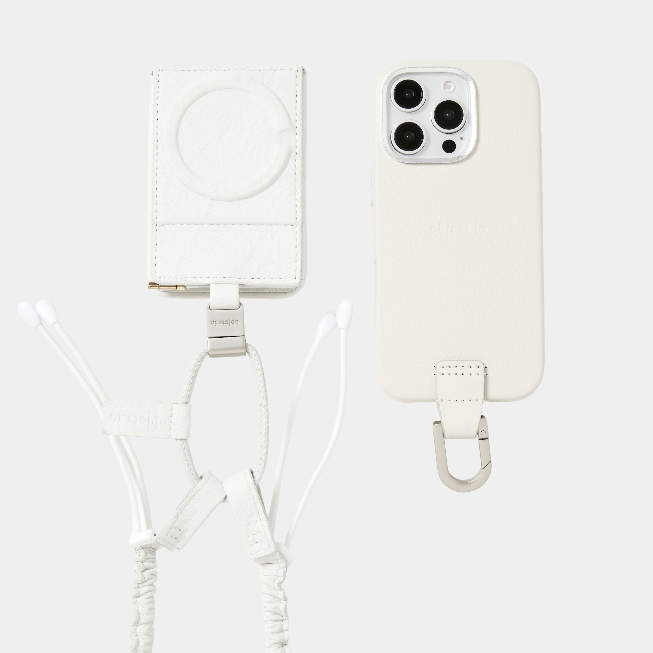 objcts.io × meanswhile Dyneema® Leather iPhone accessory Sholder Wallet/White