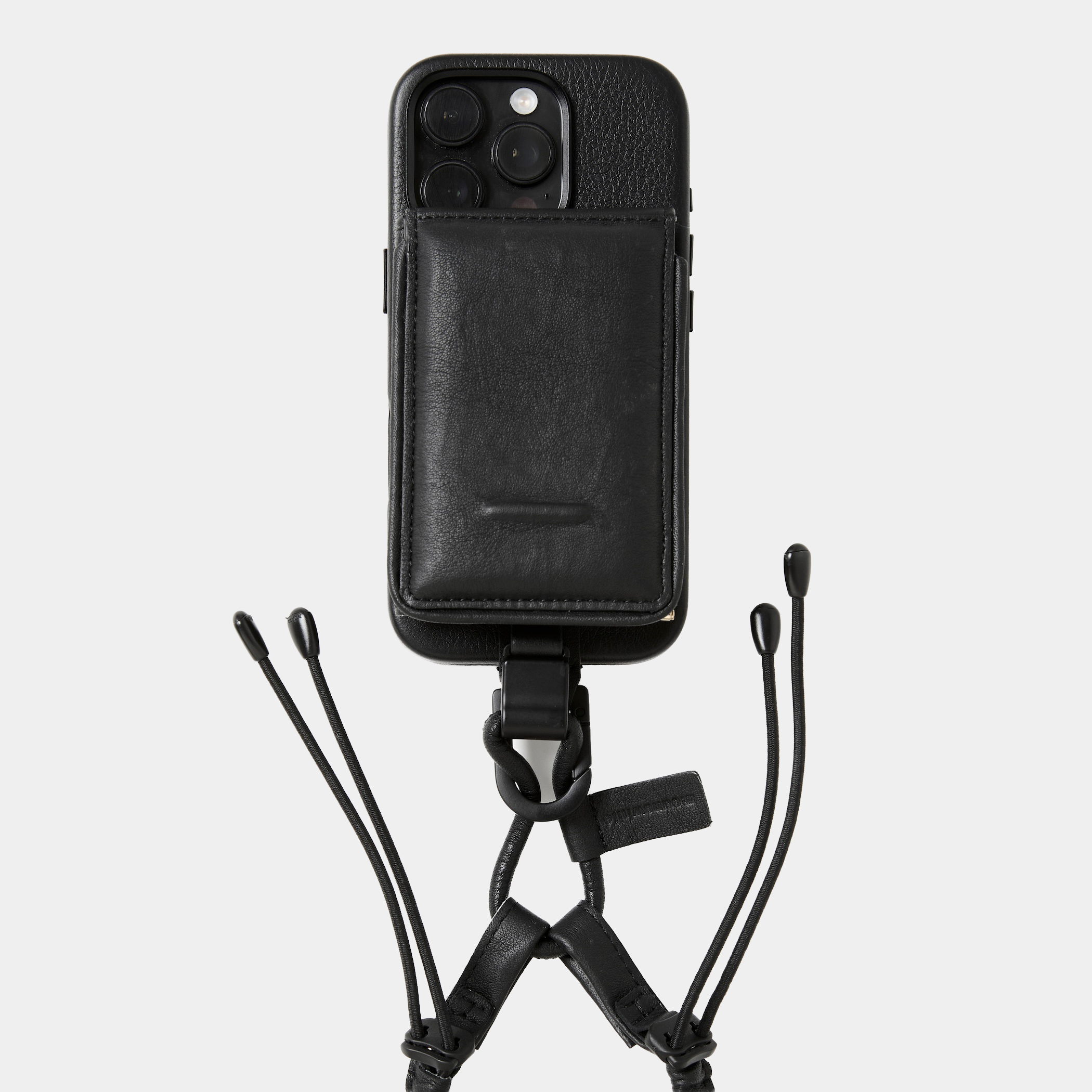 objcts.io × meanswhile Dyneema® Leather iPhone accessory Sholder Wallet/Black