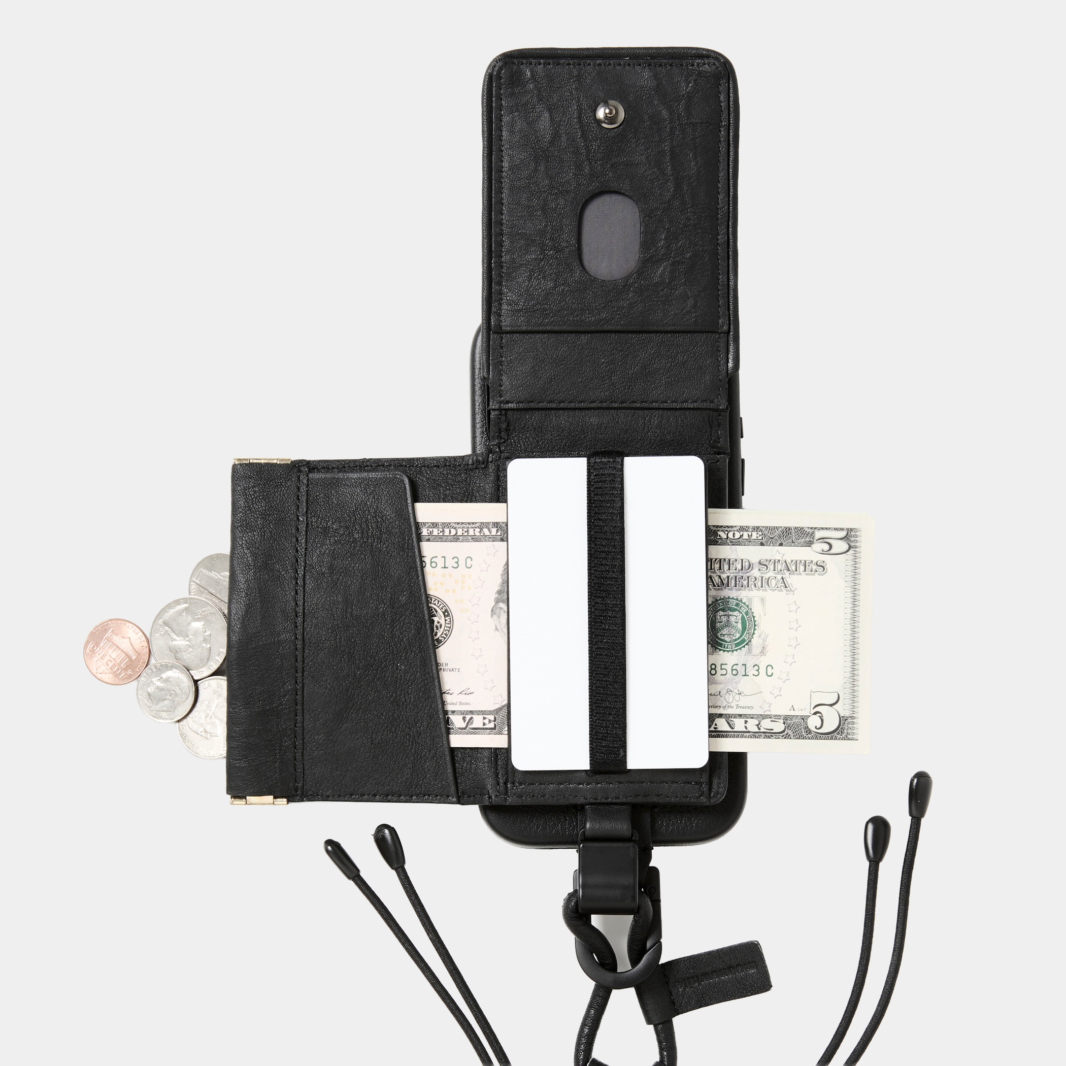 objcts.io × meanswhile Dyneema® Leather iPhone accessory Sholder Wallet/Black