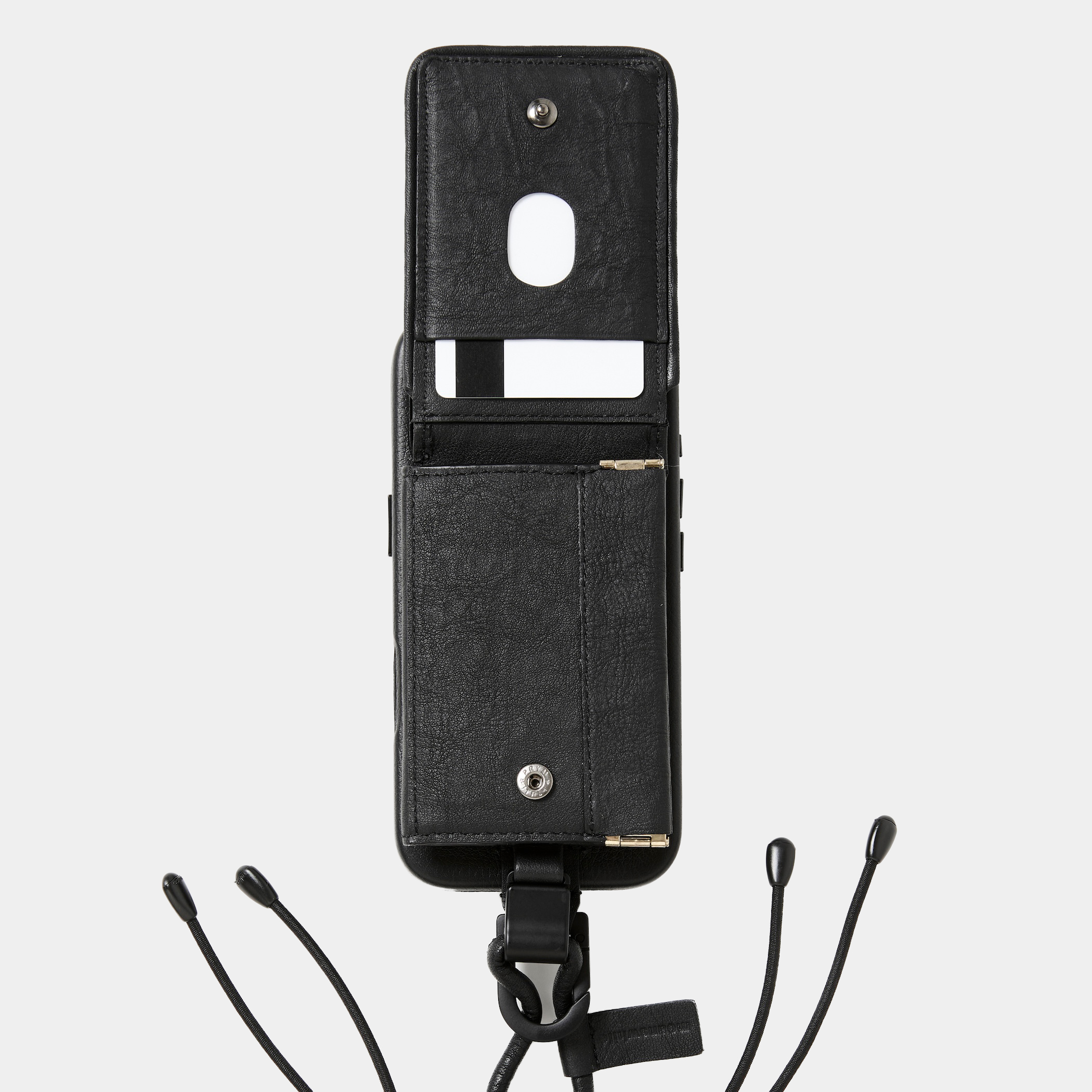 objcts.io × meanswhile Dyneema® Leather iPhone accessory Sholder Wallet/Black