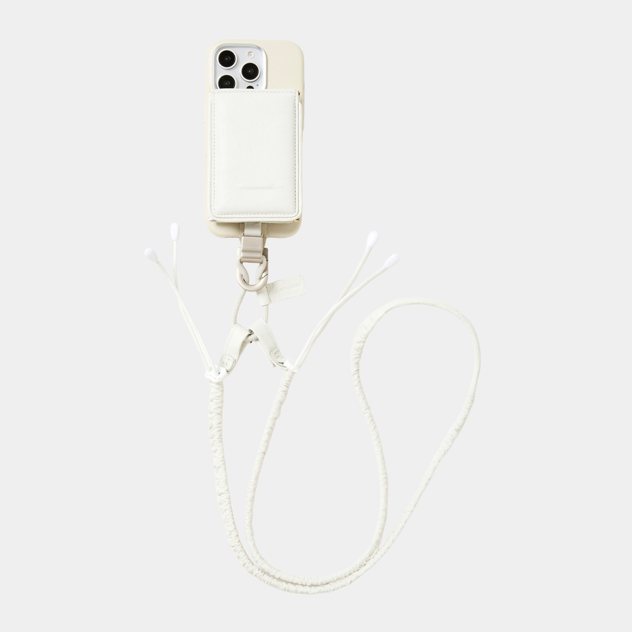 objcts.io × meanswhile Dyneema® Leather iPhone accessory Sholder Wallet/White