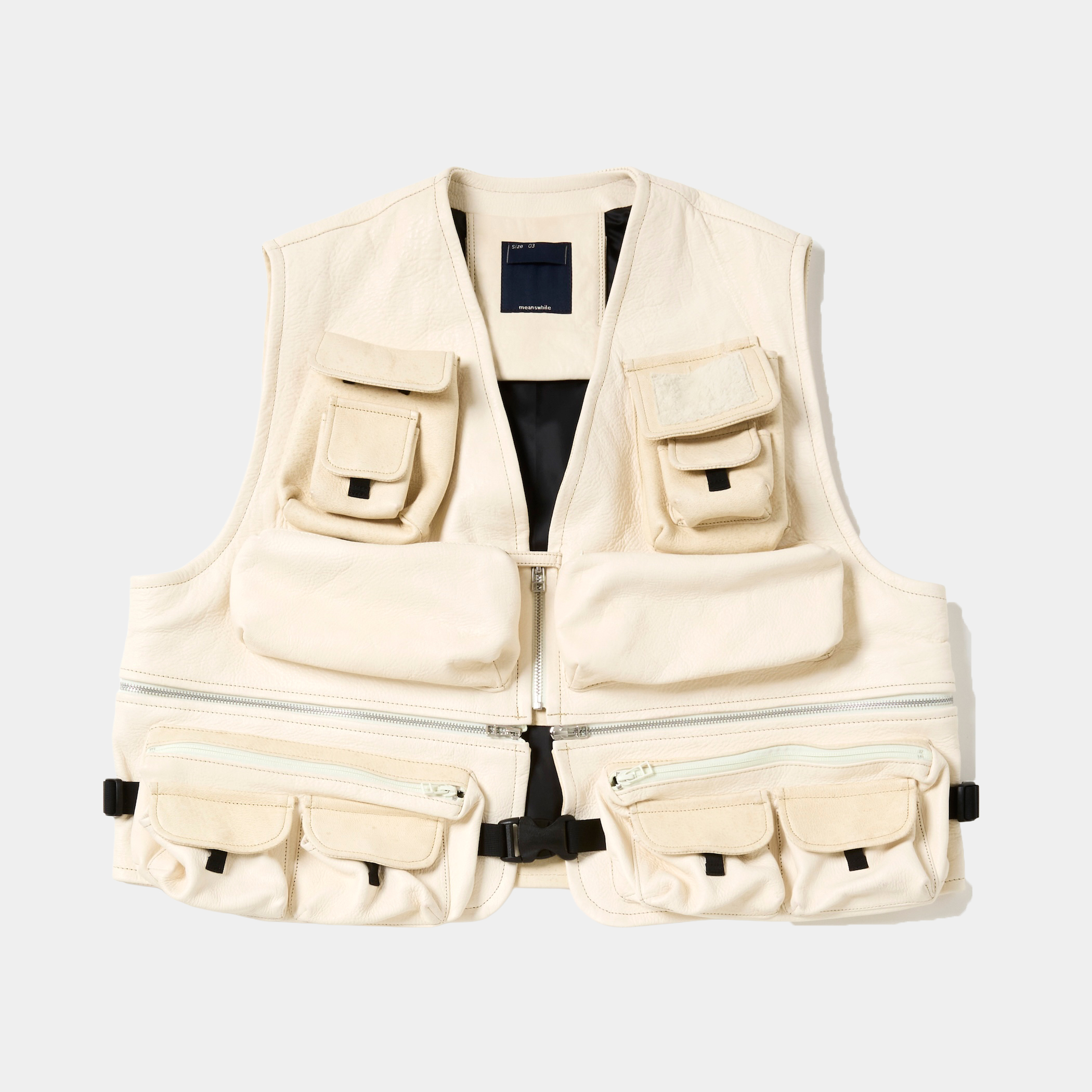 SHIRONAMESHI Leather Luggage Vest/SHIRO