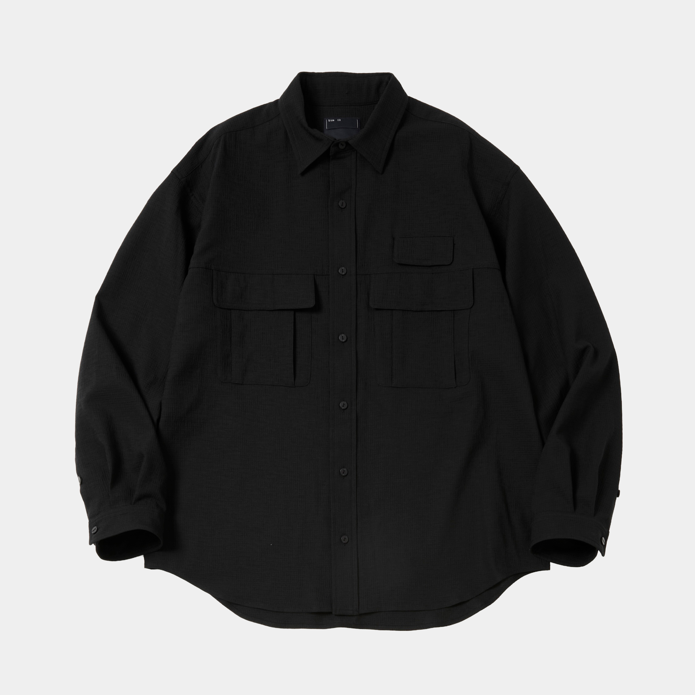 Breathable Linen Luggage L/S SH/Off Black