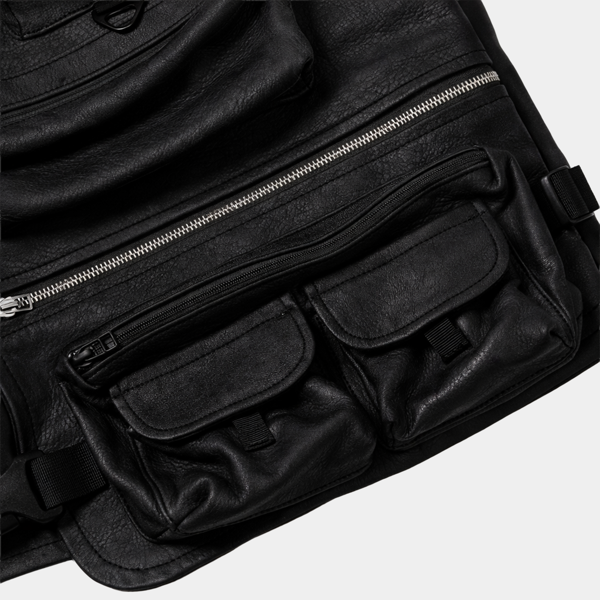 SHIRONAMESHI Leather Luggage Vest/KURO