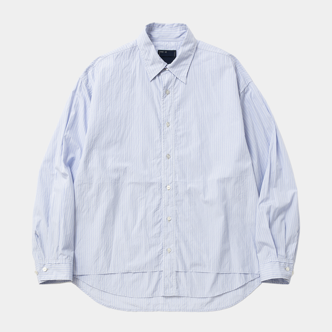 Imperial Poplin Side Slit L/S SH /SAX STRIPE