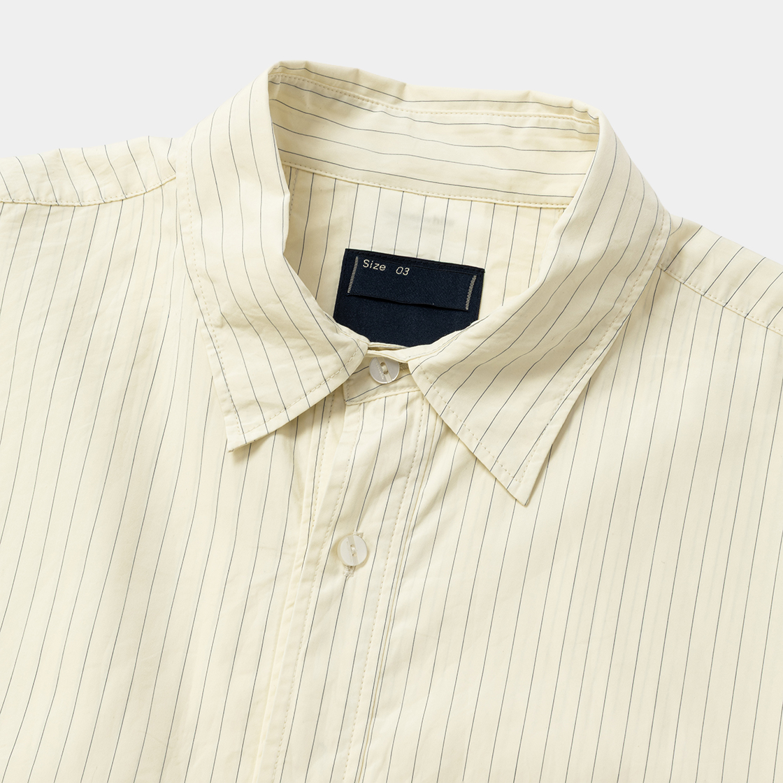 Imperial Poplin Side Slit L/S SH /NATURAL STRIPE