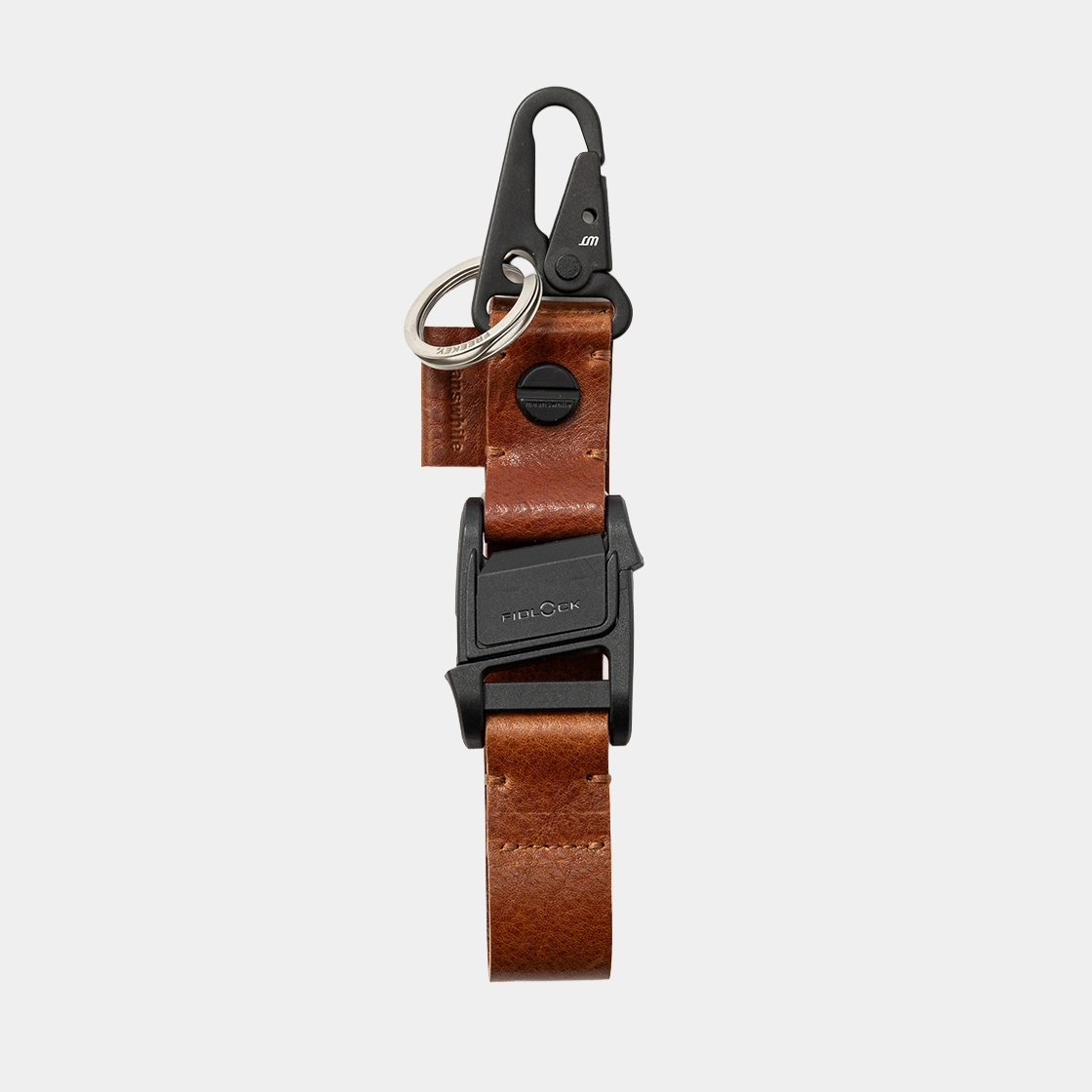 Leather Utility Key Ring  /BROWN