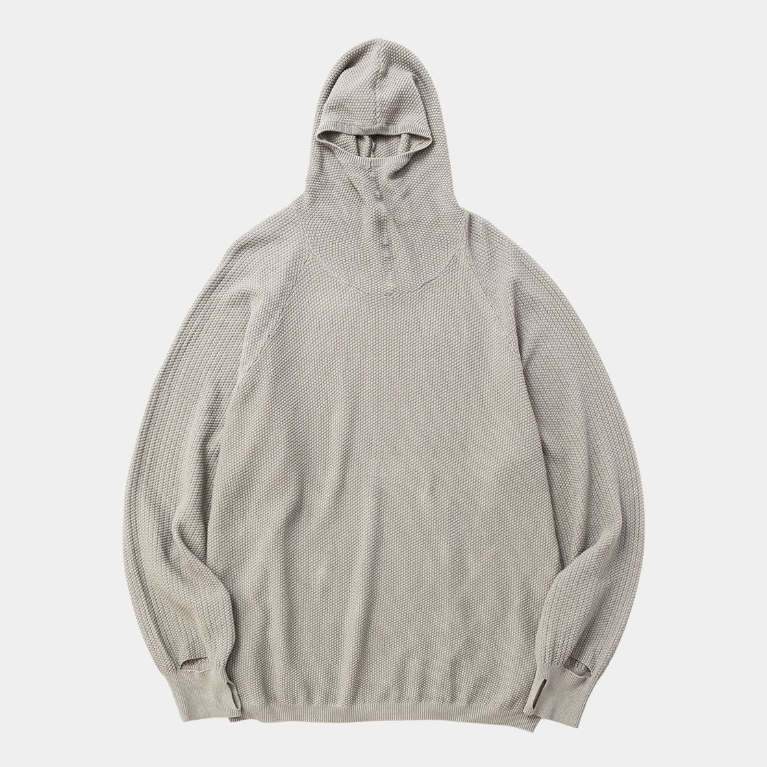 Cotton Cupra Knit Balaclava Hoodie /GREIGE