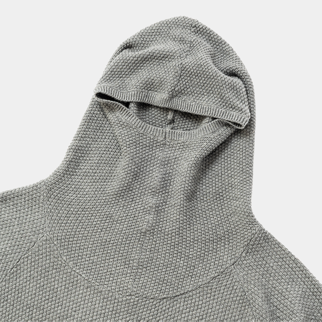 Cotton Cupra Knit Balaclava Hoodie  /CHARCOAL