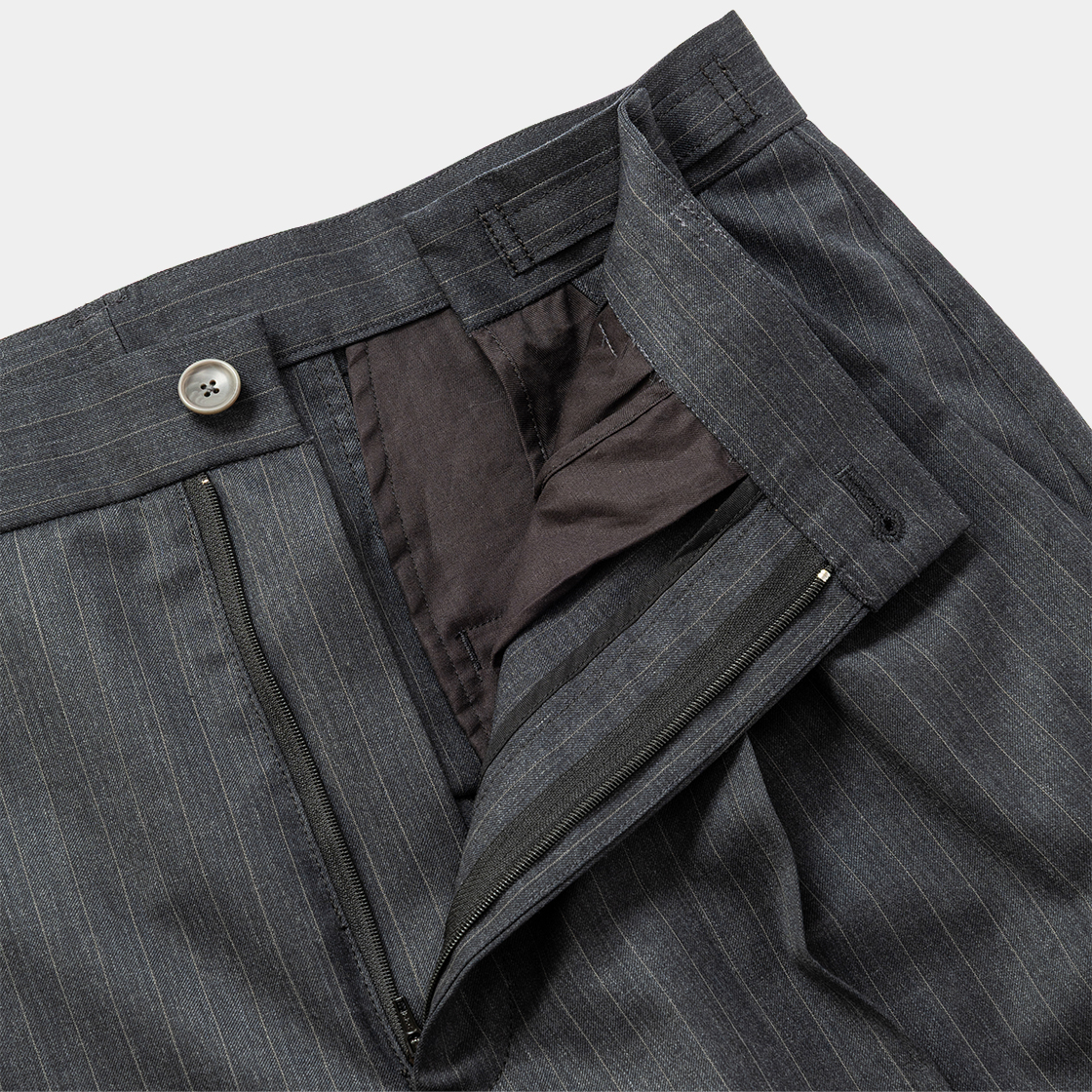 Merino Wool High-waist Slacks /GREY STRIPE