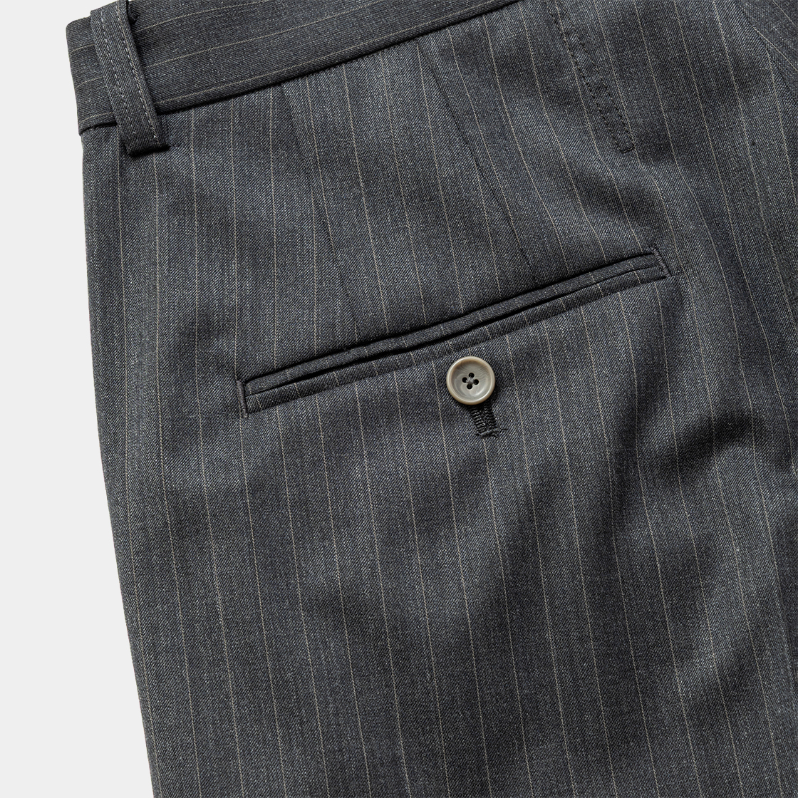 Merino Wool High-waist Slacks /GREY STRIPE