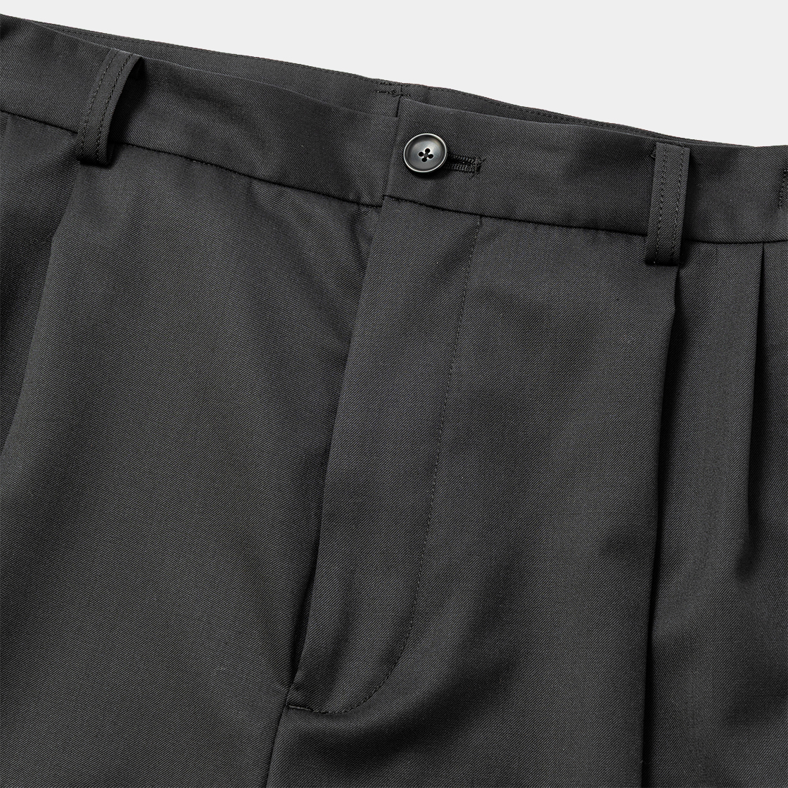 Merino Wool High-waist Slacks /OFF BLACK