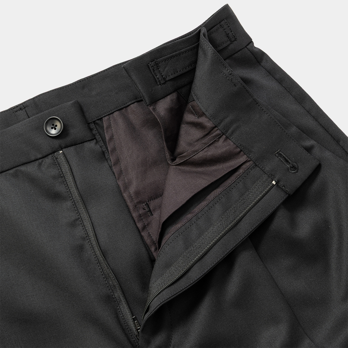 Merino Wool High-waist Slacks /OFF BLACK