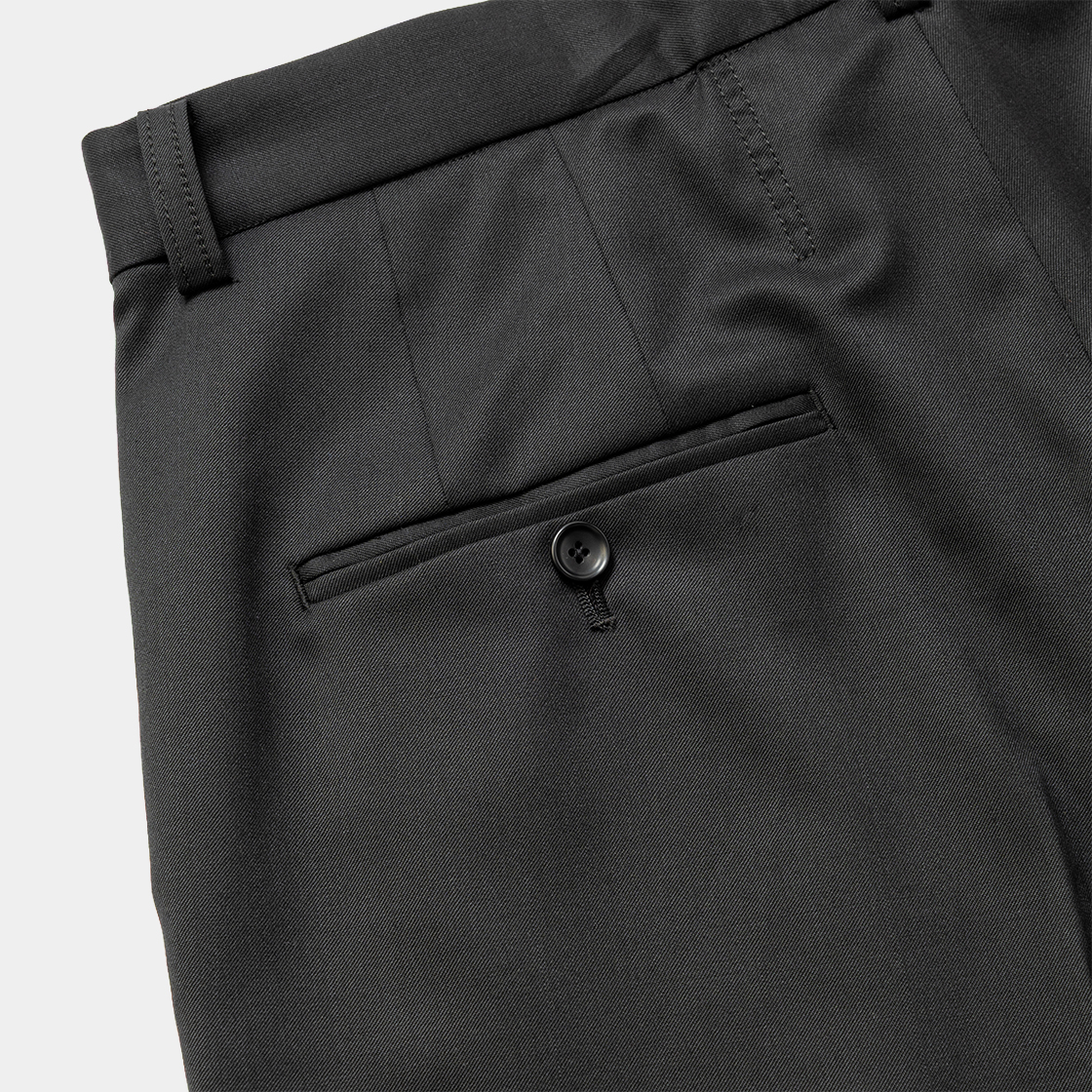 Merino Wool High-waist Slacks /OFF BLACK