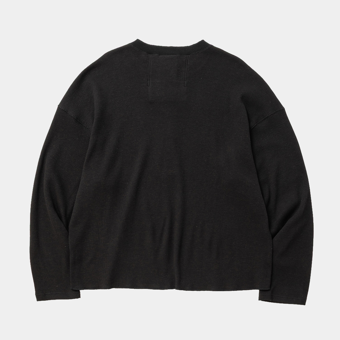 Cotton Wool Thermal Henley /OFF BLACK