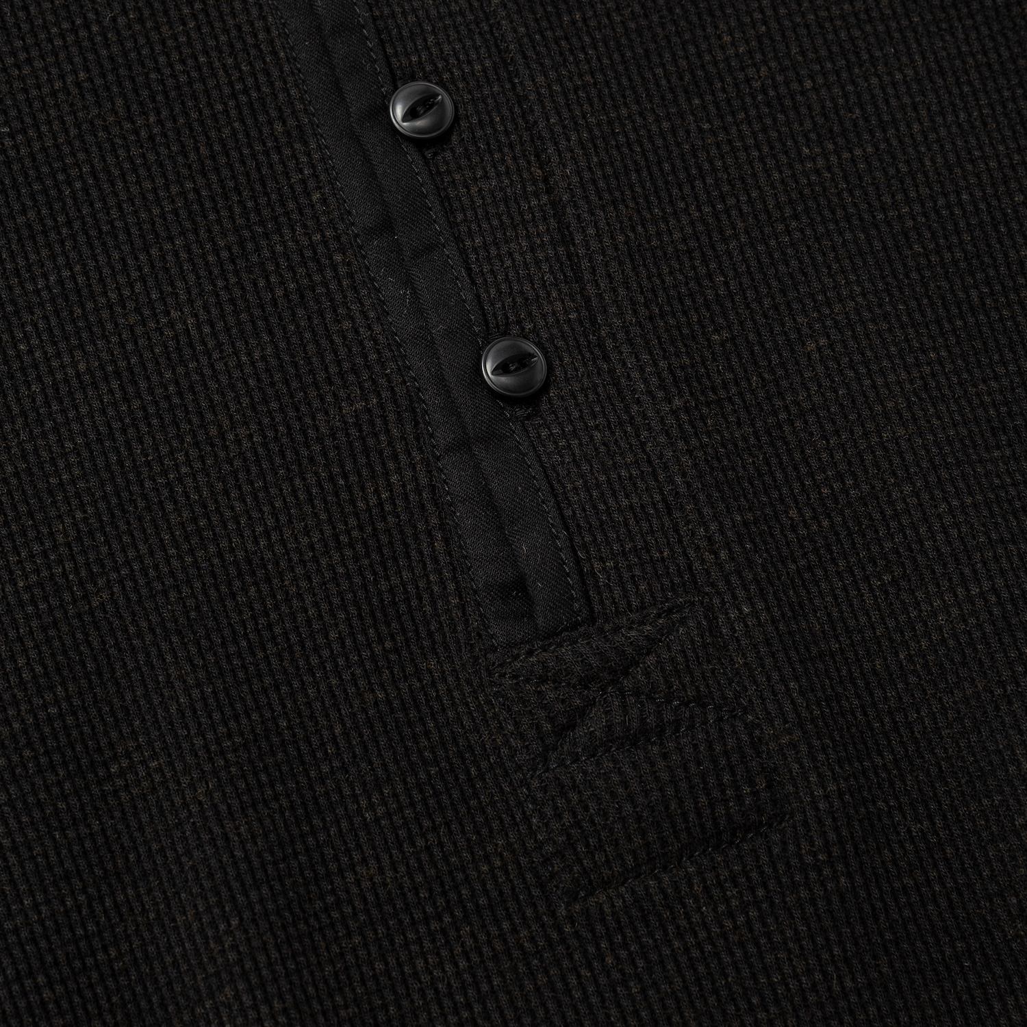Cotton Wool Thermal Henley /OFF BLACK