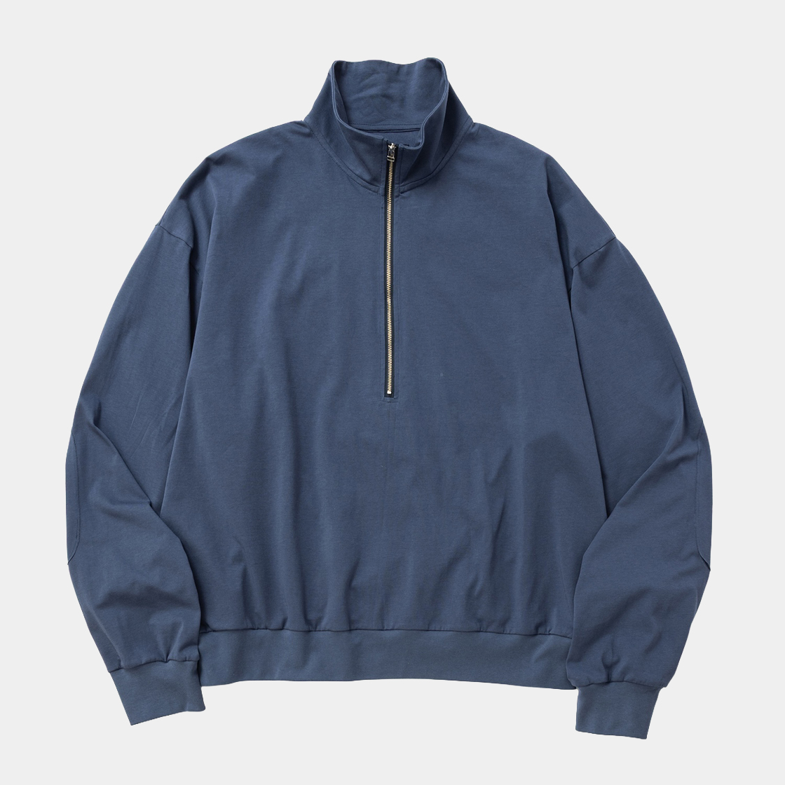 Half-zip Stand Collar L/S /BLUE GREY