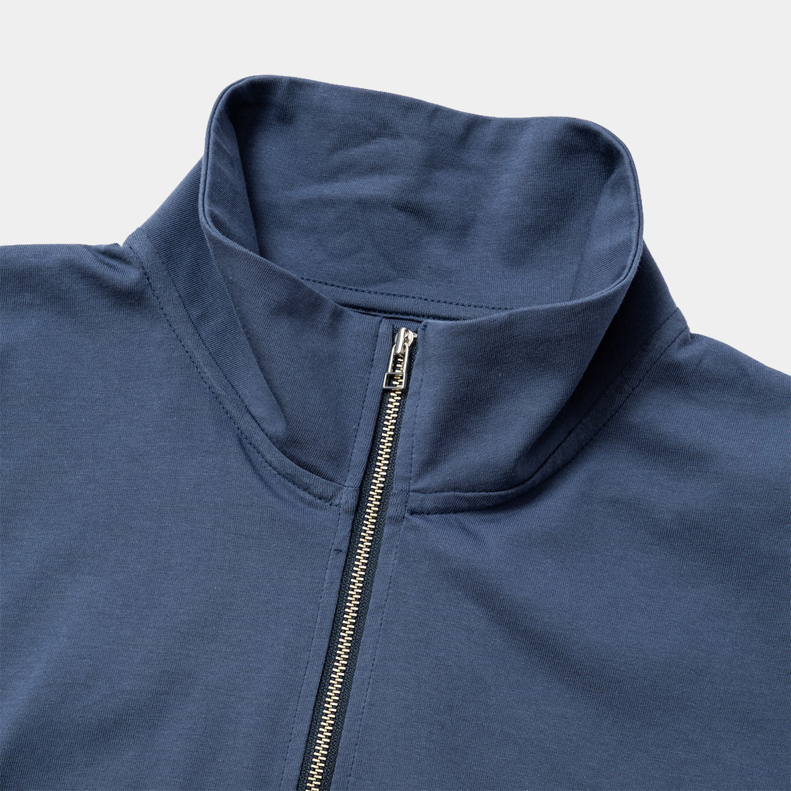 Half-zip Stand Collar L/S /BLUE GREY