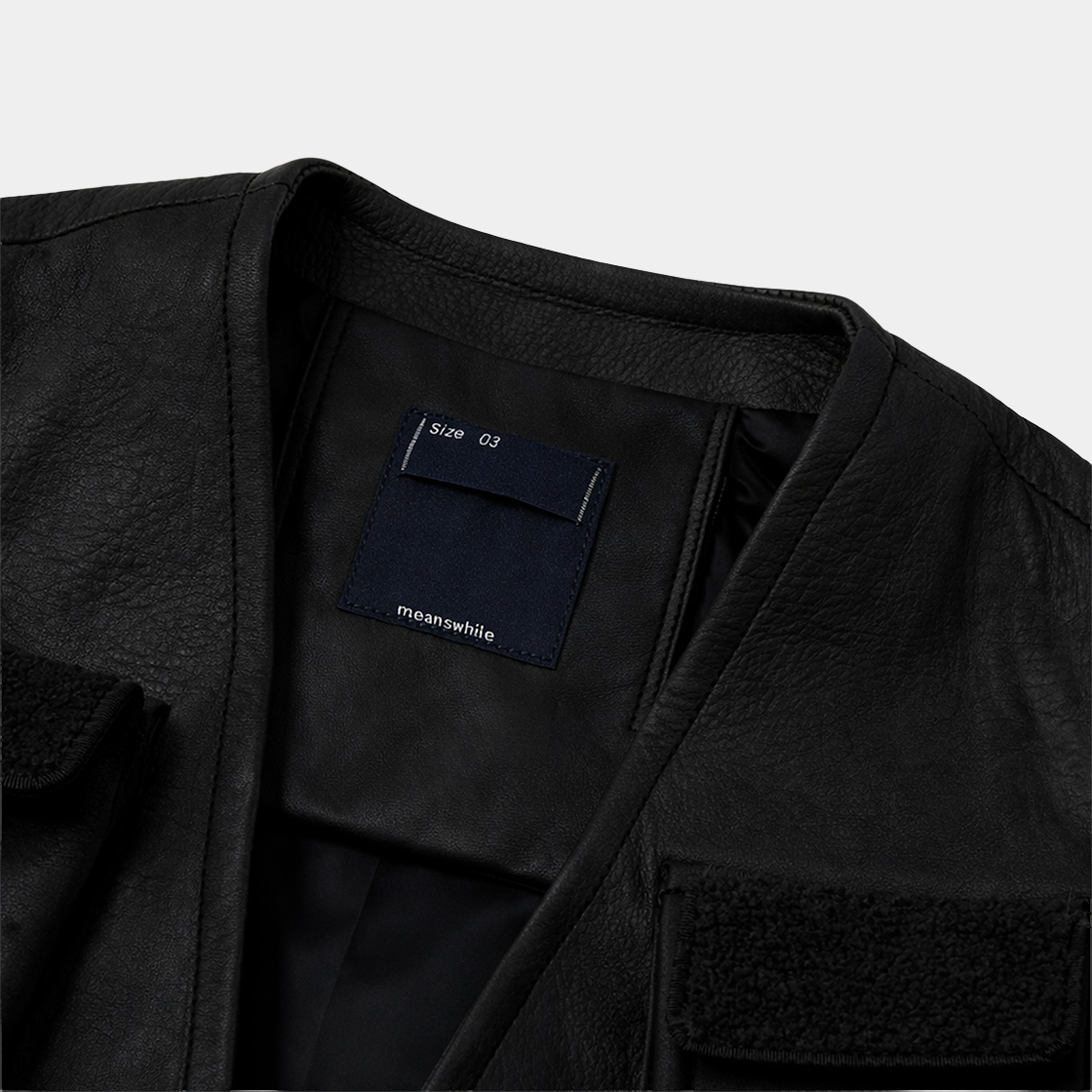 SHIRONAMESHI Leather Luggage Vest /KURO
