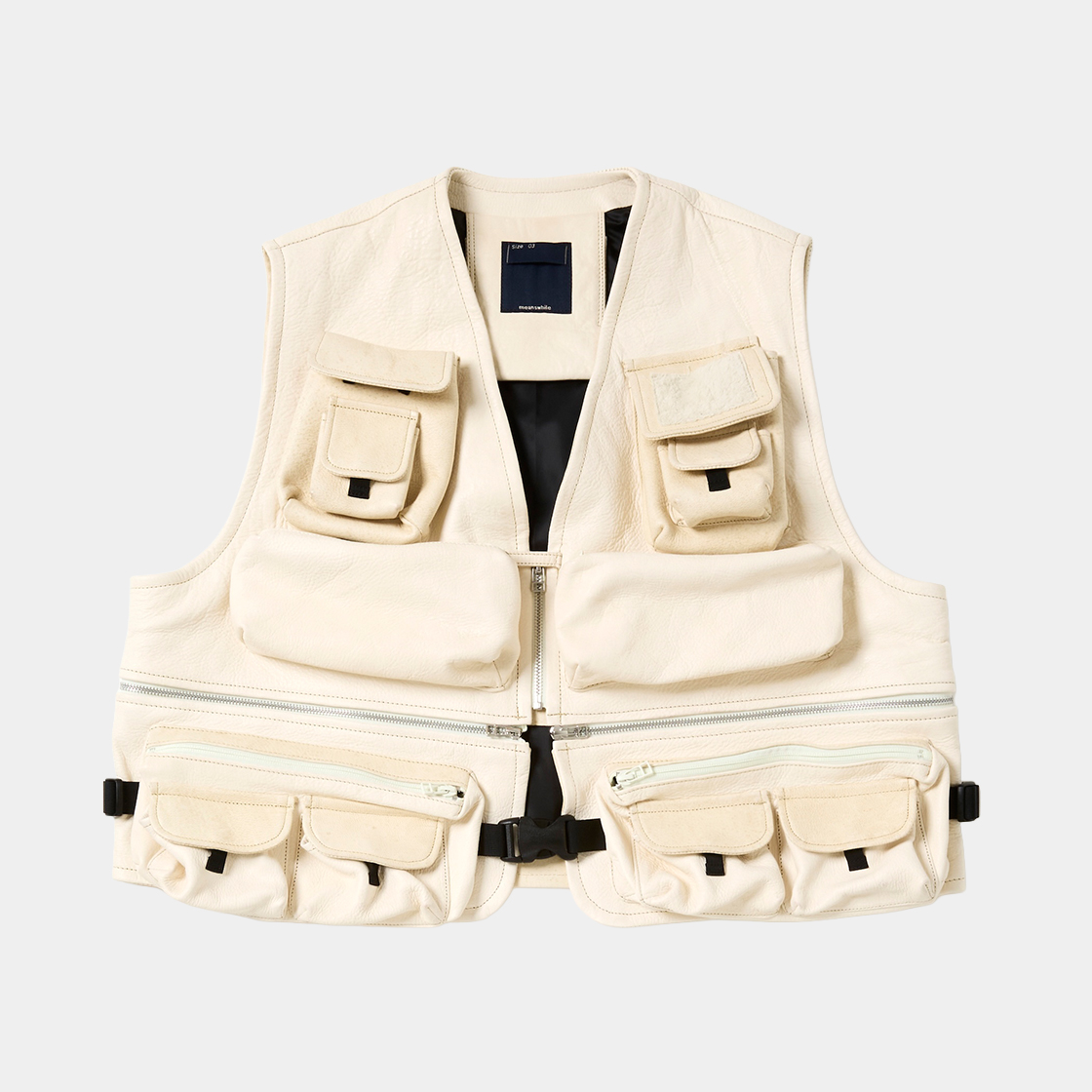 SHIRONAMESHI Leather Luggage Vest /SHIRO