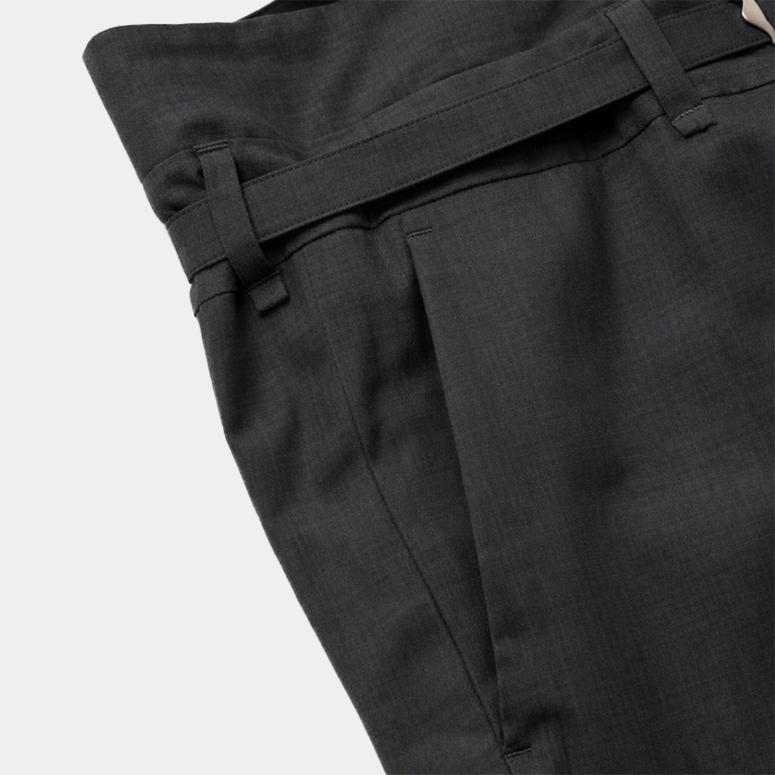 Cotton Wool Wrap Trousers /GREY