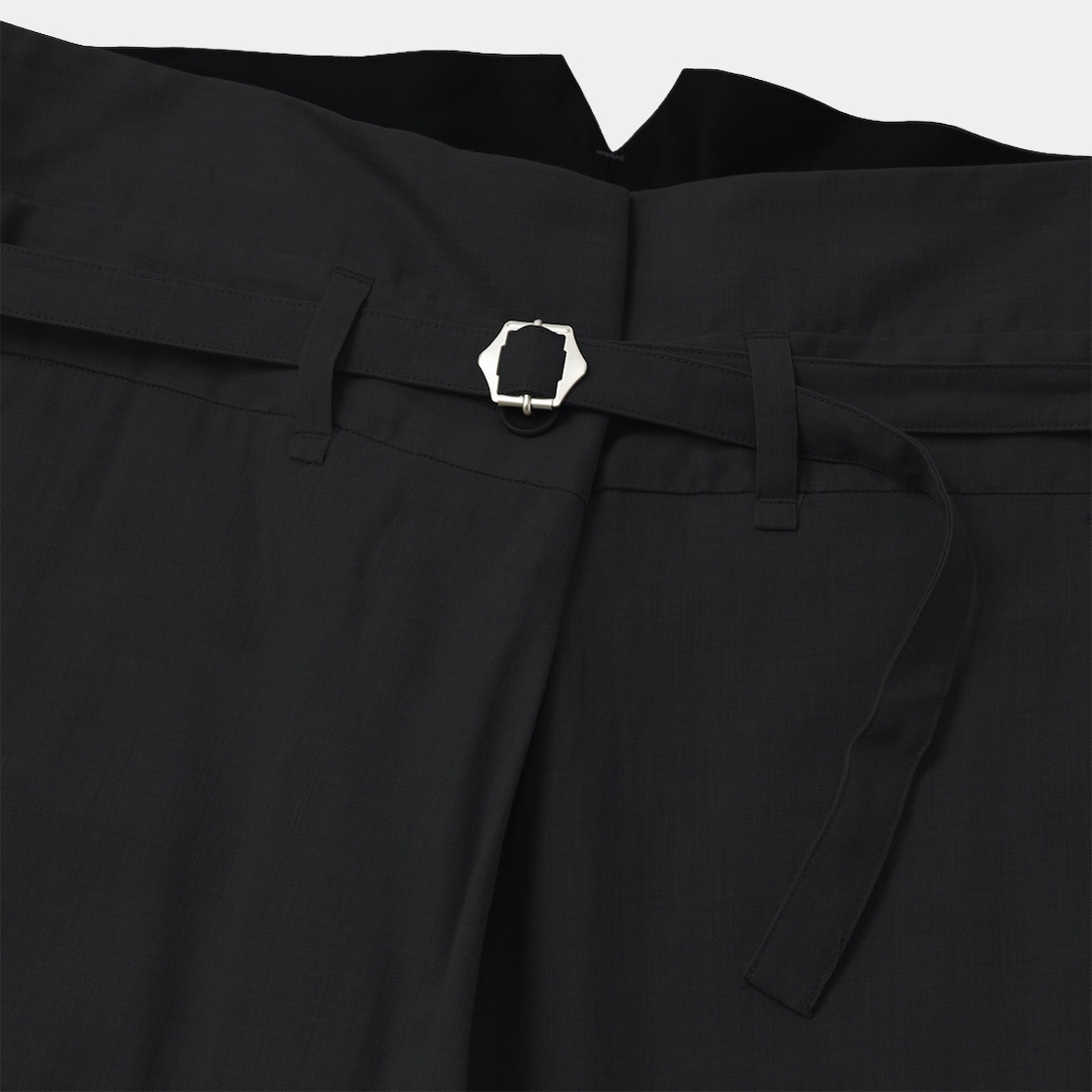 Cotton Wool Wrap Trousers /OFF BLACK