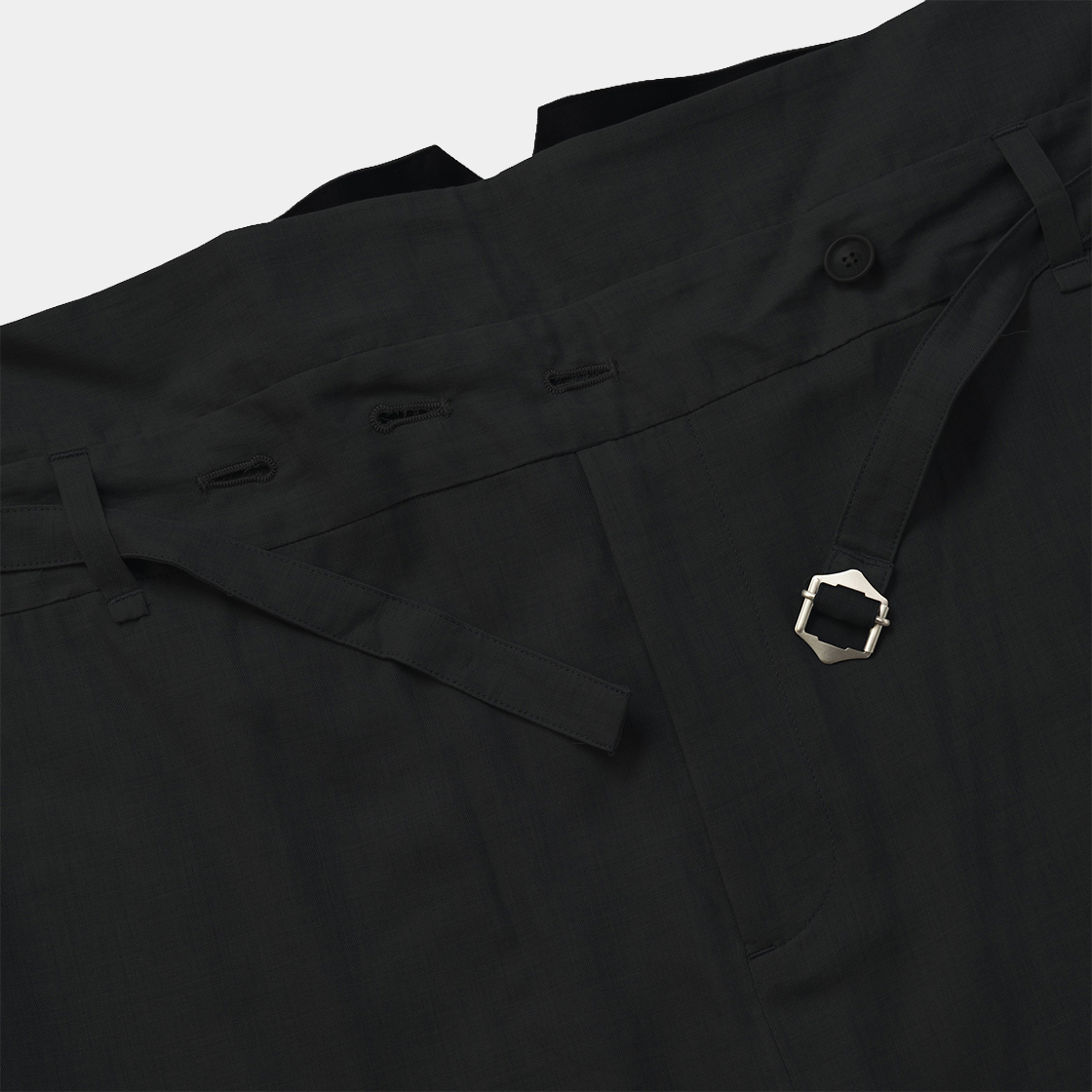 Cotton Wool Wrap Trousers /OFF BLACK