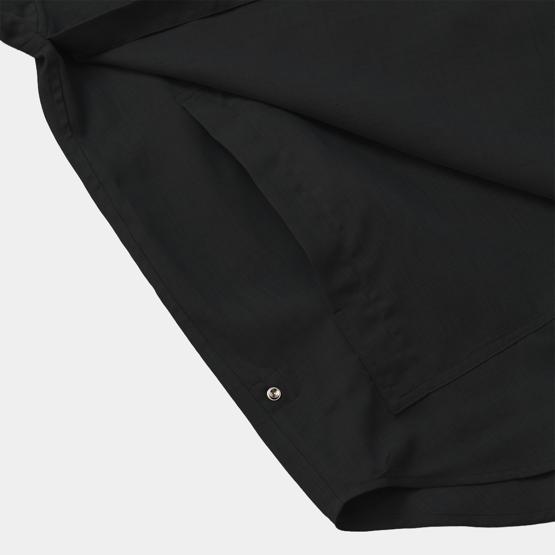 Cotton Wool Side Slit L/S SH /OFF BLACK