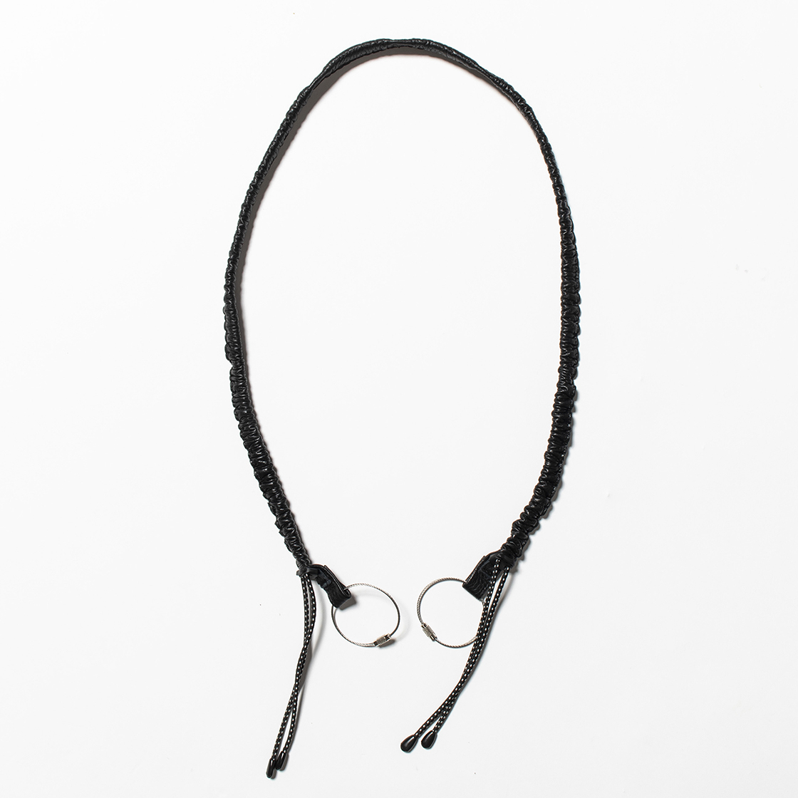 Bungee Leather Neck Strap Off Black