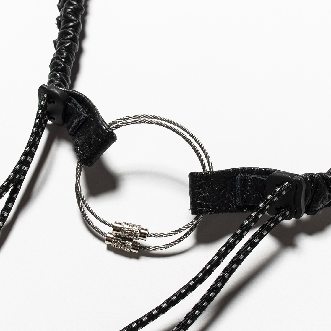 Bungee Leather Neck Strap Off Black