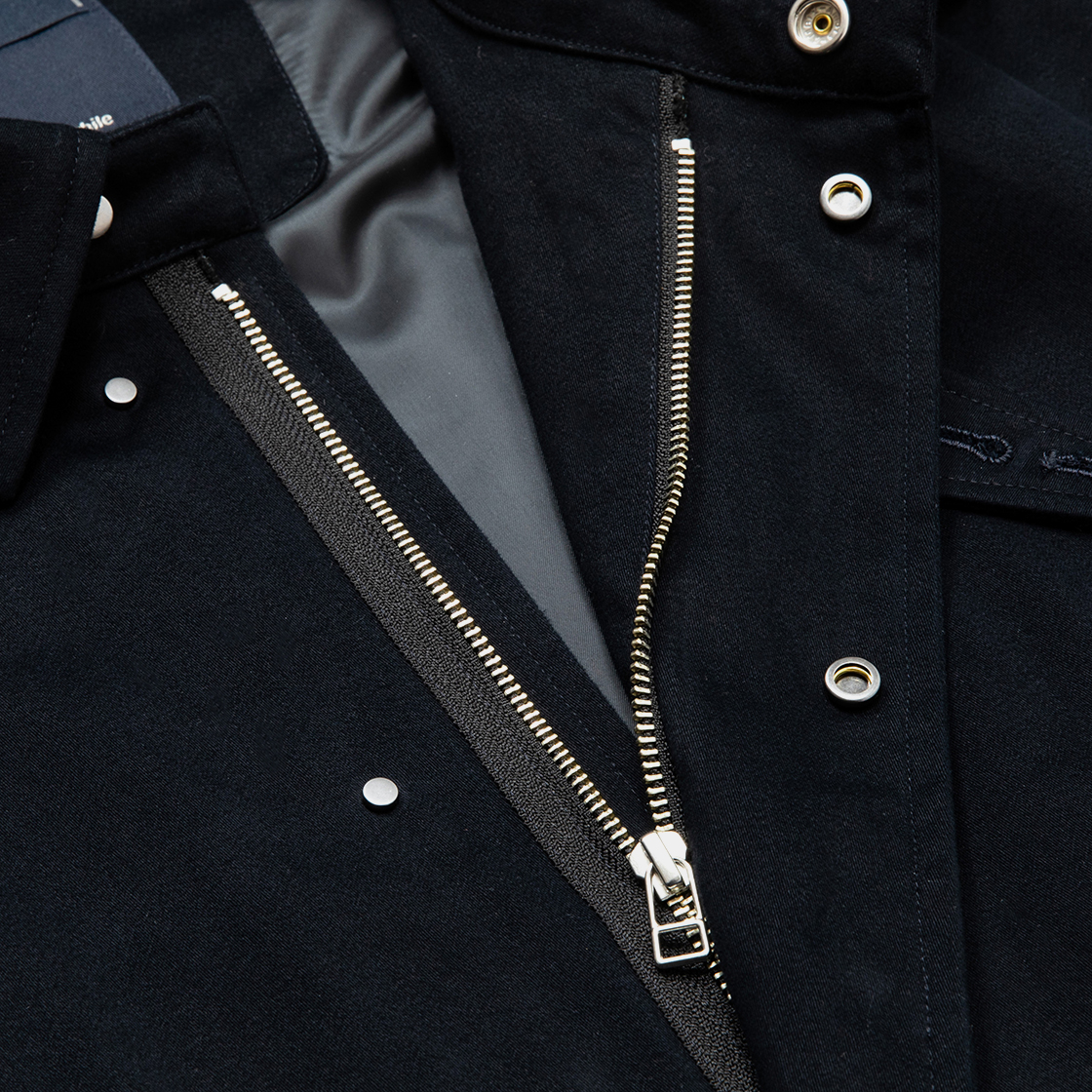 Satin Flannel Over Short Coat / Navy