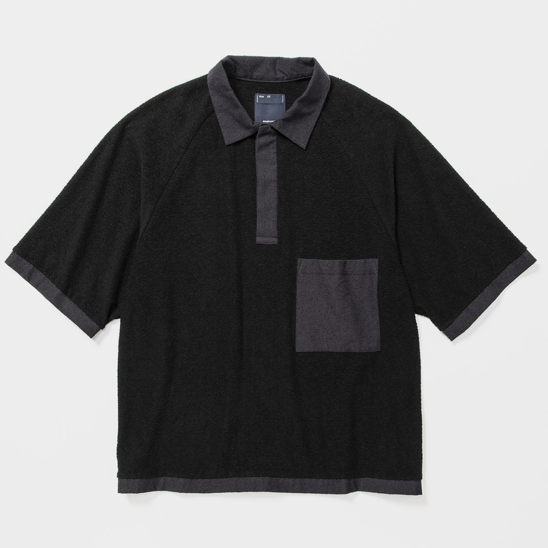 Imitation Suede Polo Shirt / Off Black