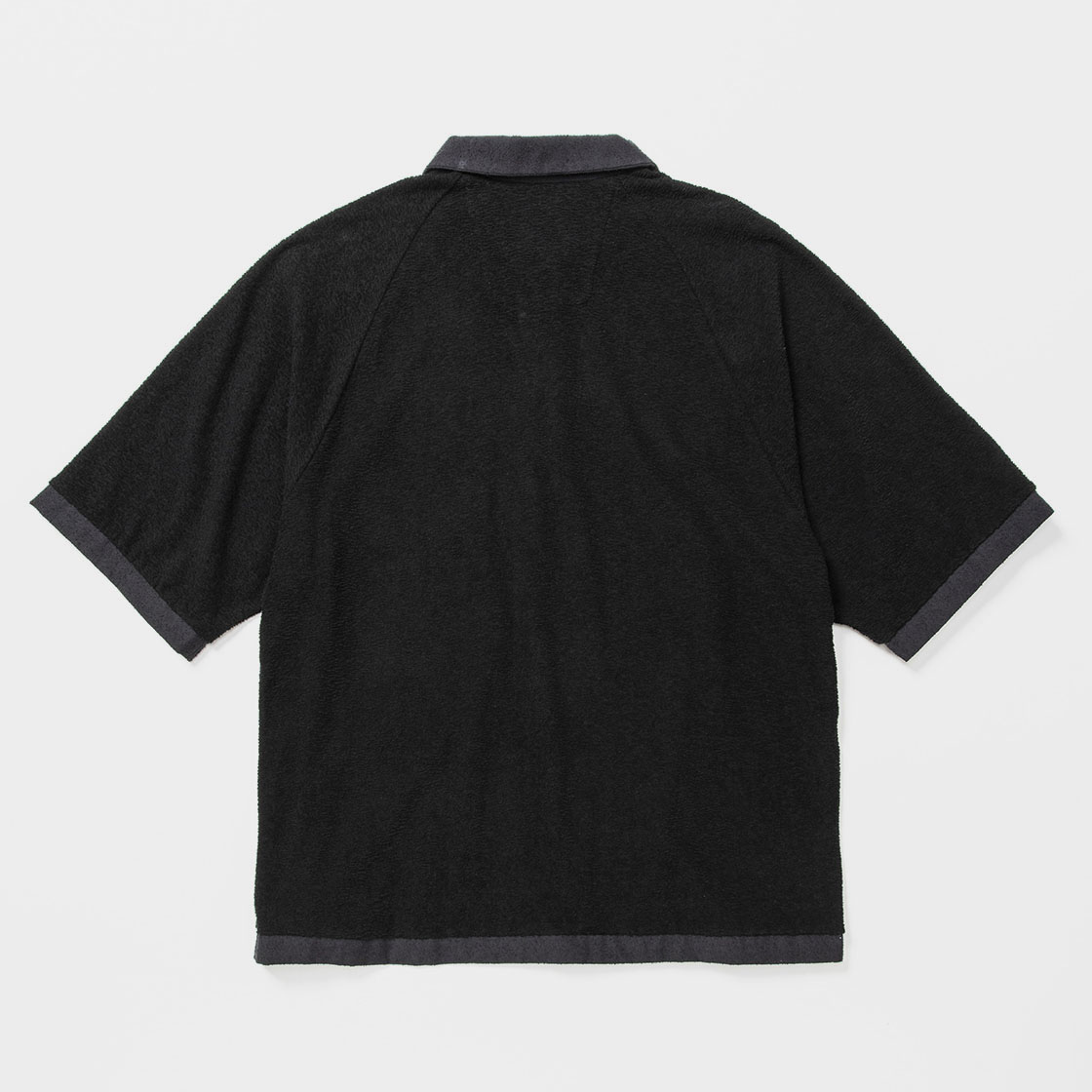 Imitation Suede Polo Shirt / Off Black