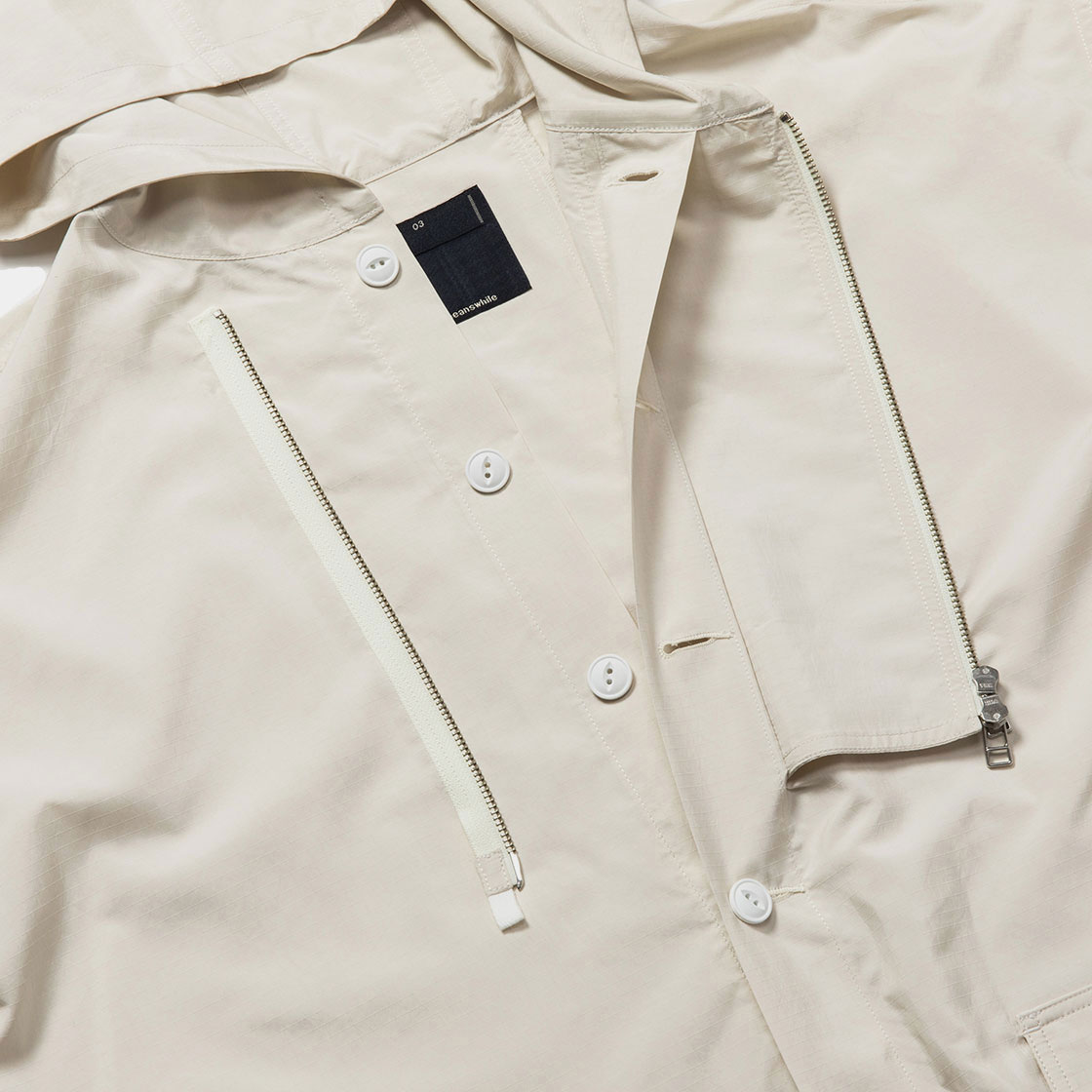 Dry-Rip Shirt Hoodie / Off White