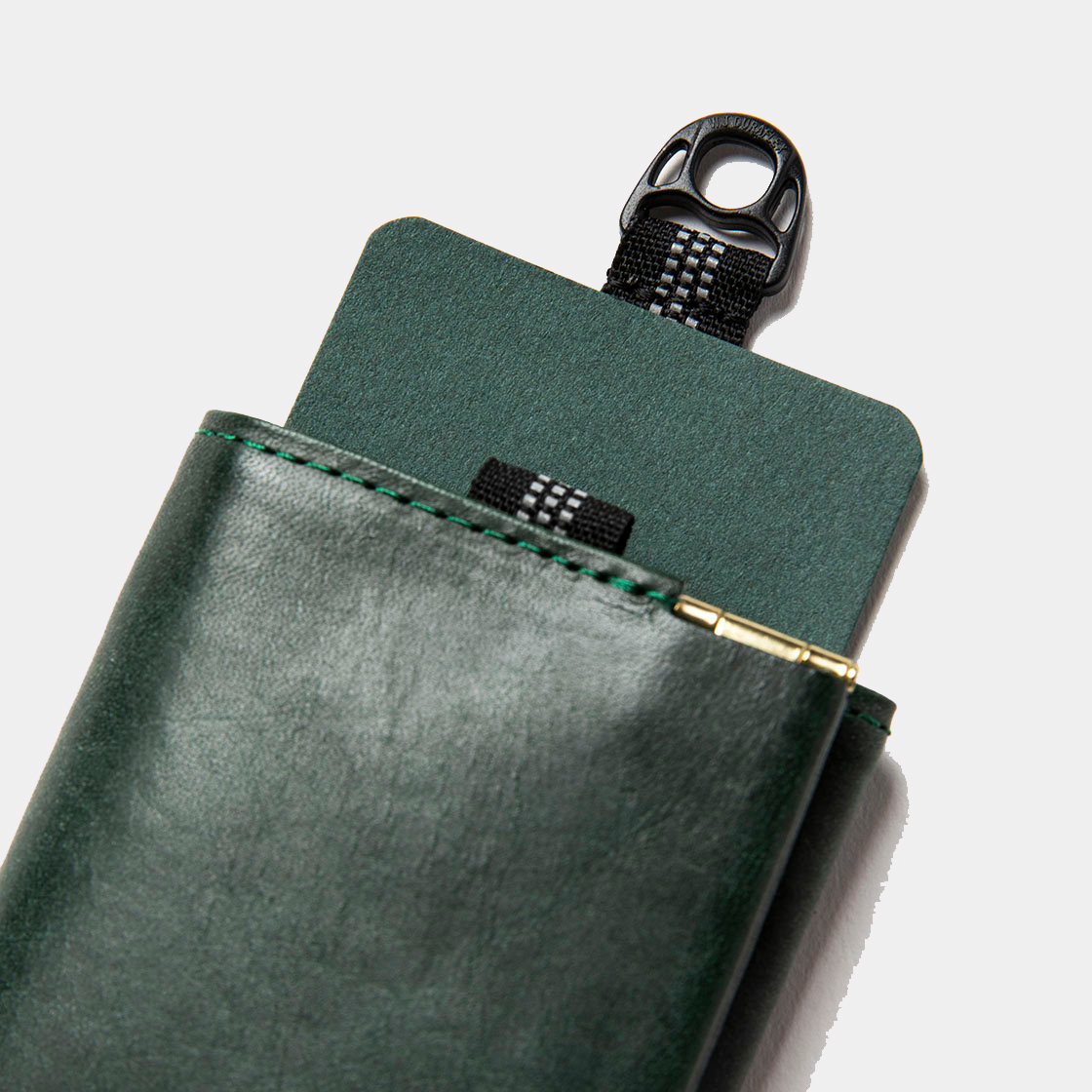 Wax Leather Minimal Wallet / D.Green
