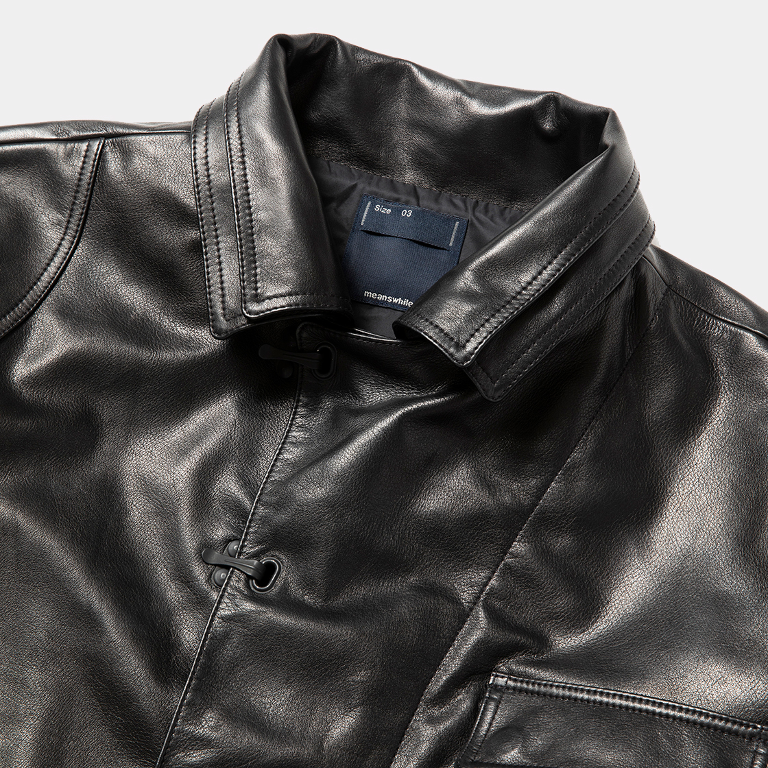 Double Collar Leather JKT / Lamp Black