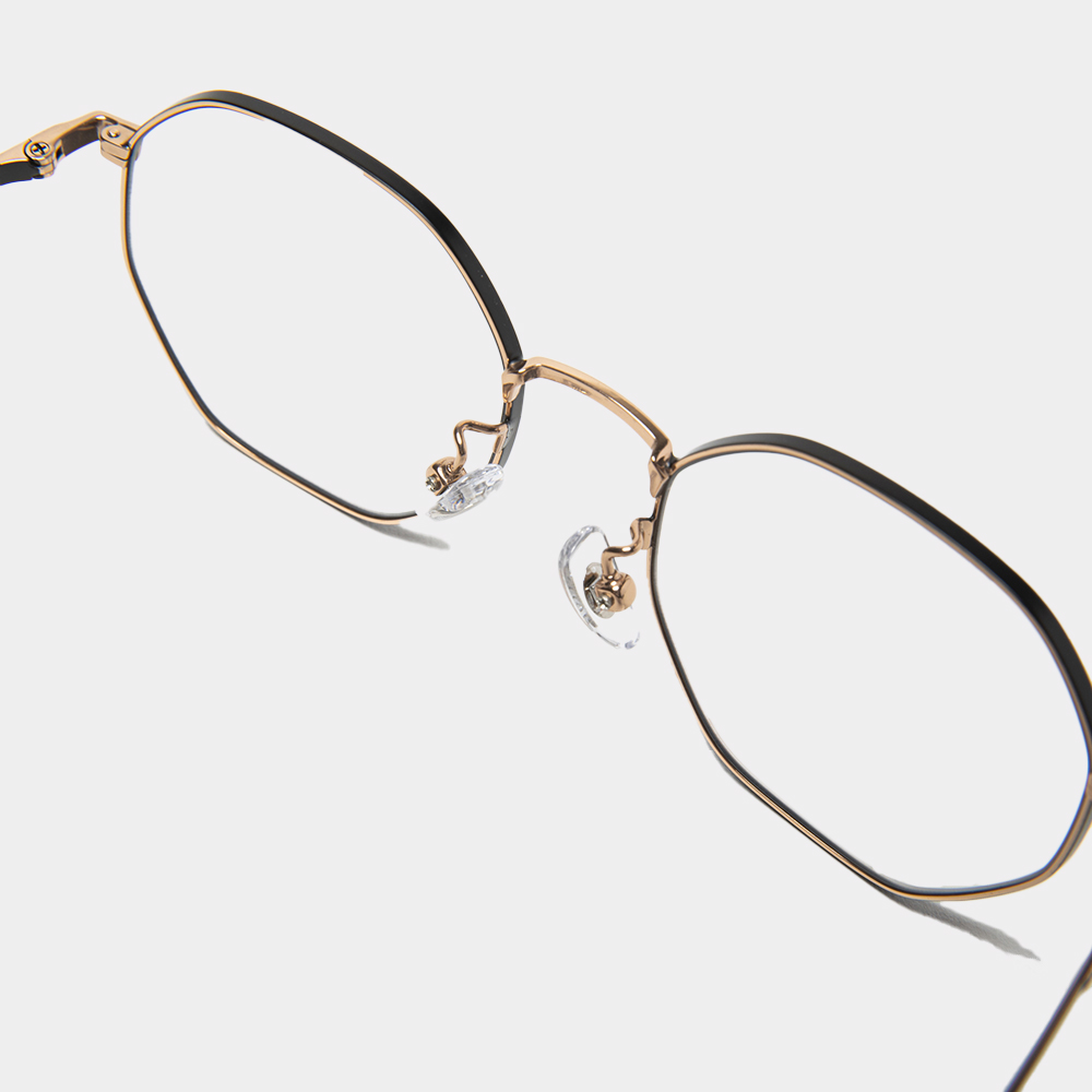 Transition Color Glasses “Titanium Octagon”/GoldxAmber Brown