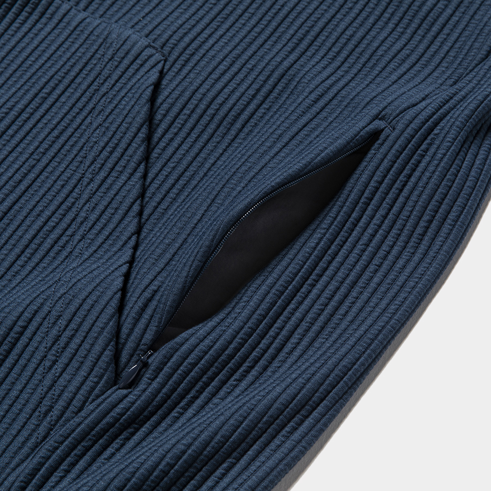 Uneven Fabric Detachable Hoodie/Navy