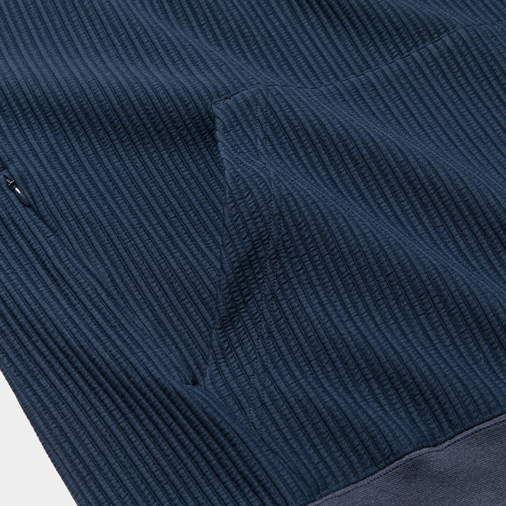 Uneven Fabric Detachable Hoodie/Navy